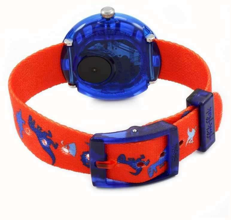 Flik Flak Dinosauritos Quartz Two Tone Dial Red Textile Strap Children?s Watch FBNP117