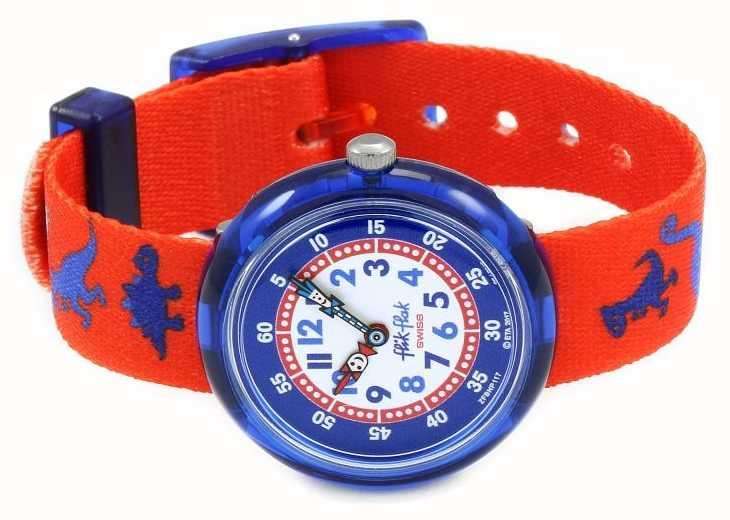 Flik Flak Dinosauritos Quartz Two Tone Dial Red Textile Strap Children?s Watch FBNP117