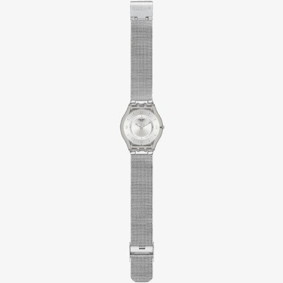 Swatch Metal Knit Quartz Silver Dial Milanese Watch SS08M100M