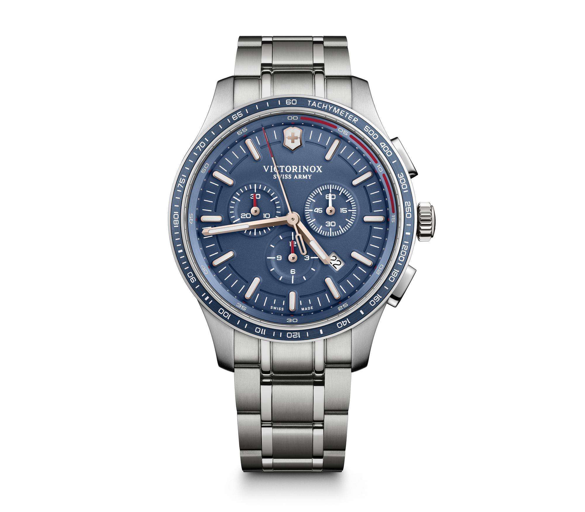 Victorinox Swiss Army Alliance Sport Chronograph Blue Dial Silver Stainless Steel Bracelet Men's Watch 241817