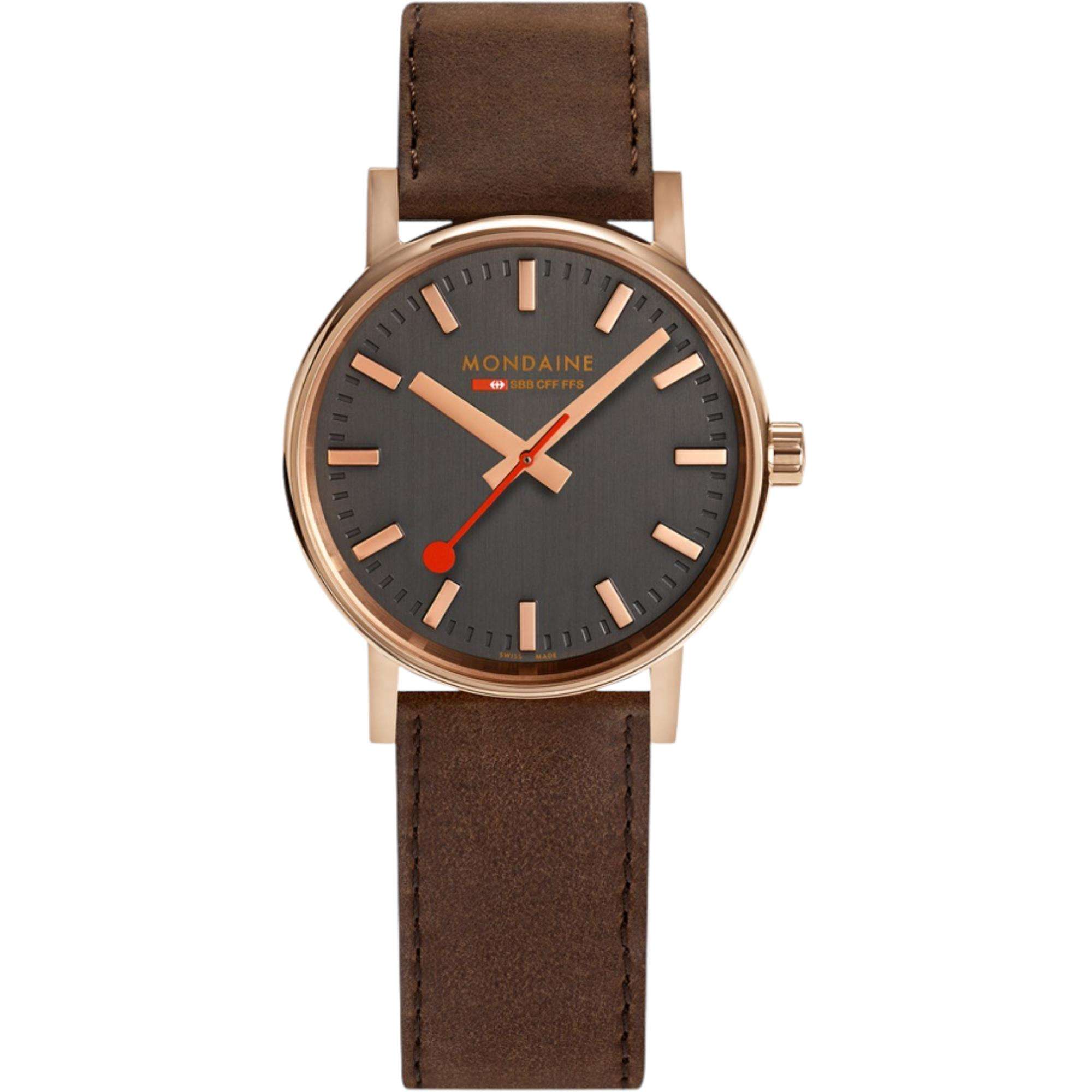 Mondaine EVO2 Quartz Grey Dial Brown Leather Strap Ladies Watch MSE.30180.LG
