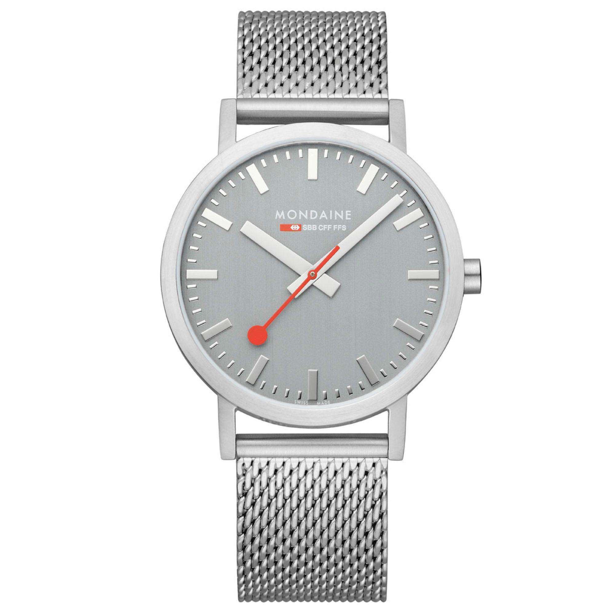 Mondaine Classic Grey Dial Steel Mesh Bracelet Unisex Watch A660.30360.80SBJ