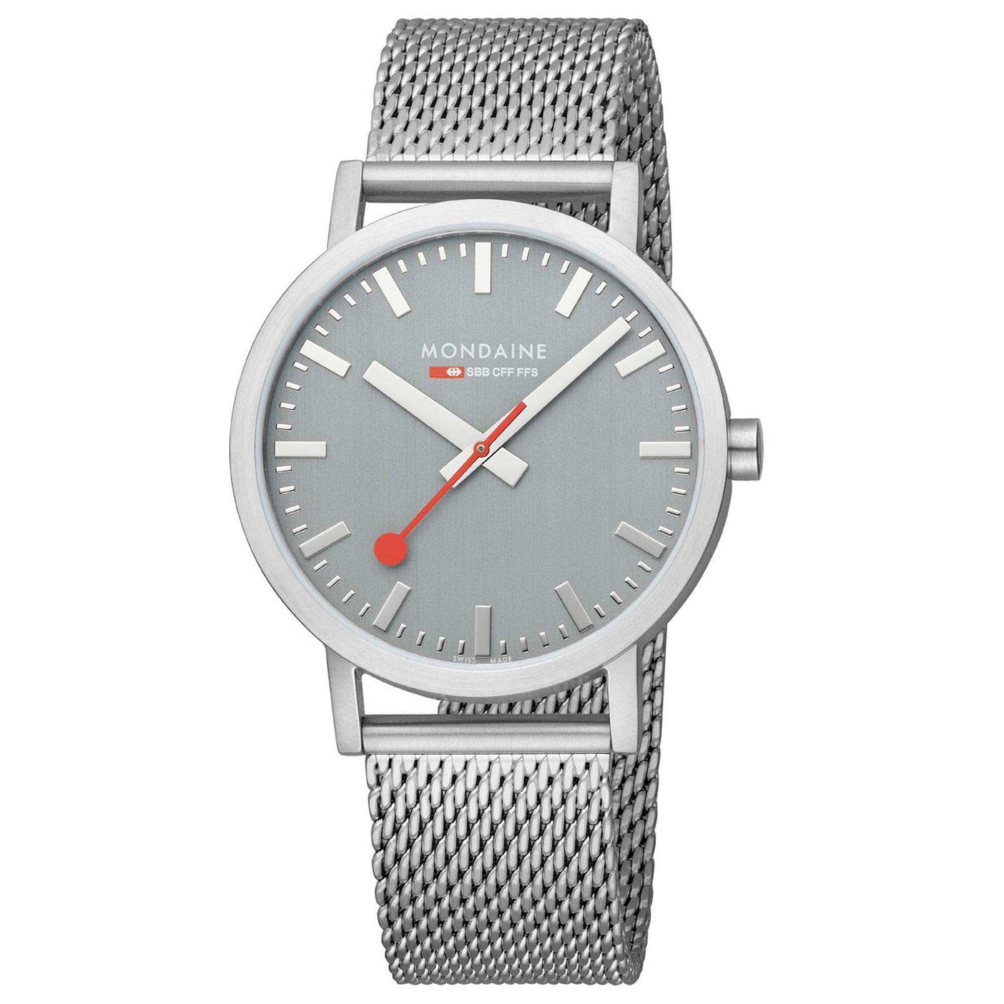 Mondaine Classic Grey Dial Steel Mesh Bracelet Unisex Watch A660.30360.80SBJ