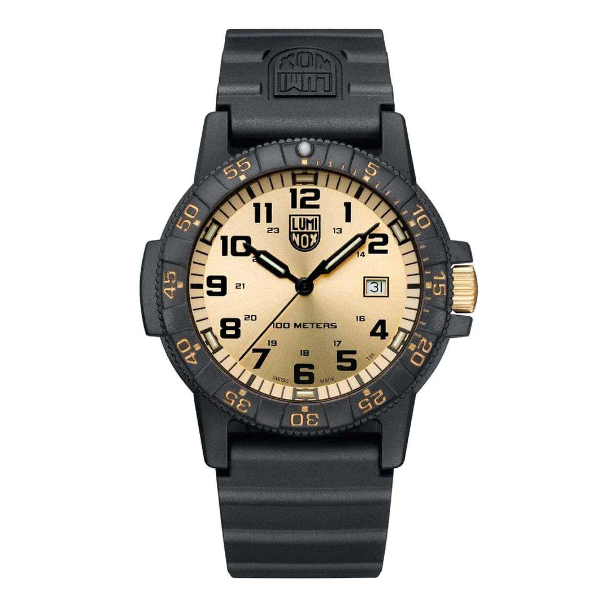 Luminox Leatherback Sea Turtle Giant Series Gold Dial Black PU Strap XS.0325.GP