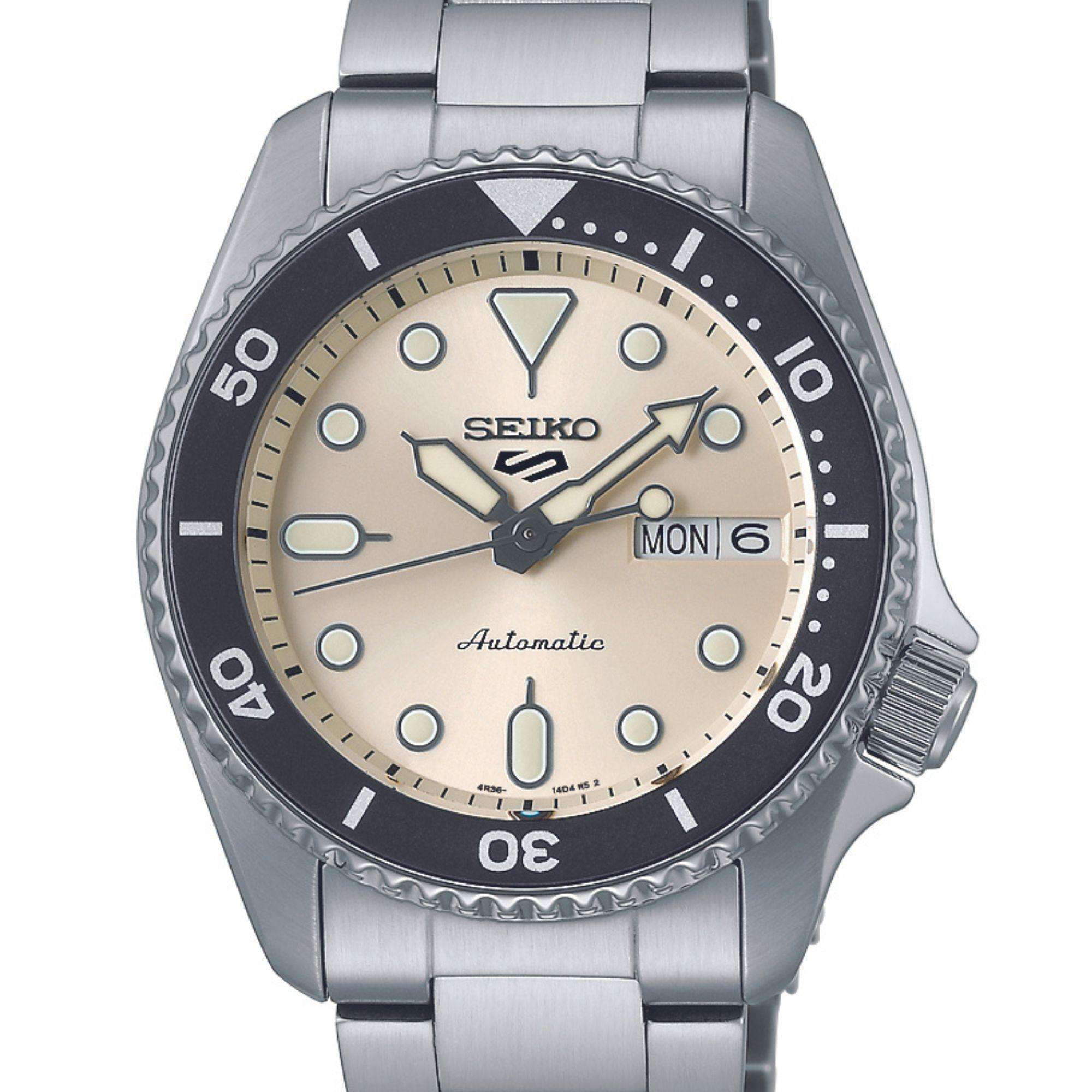 Seiko 5 Sports SKX "Midi" Reissue Cream Dial Steel Bracelet Watch SRPK31K1