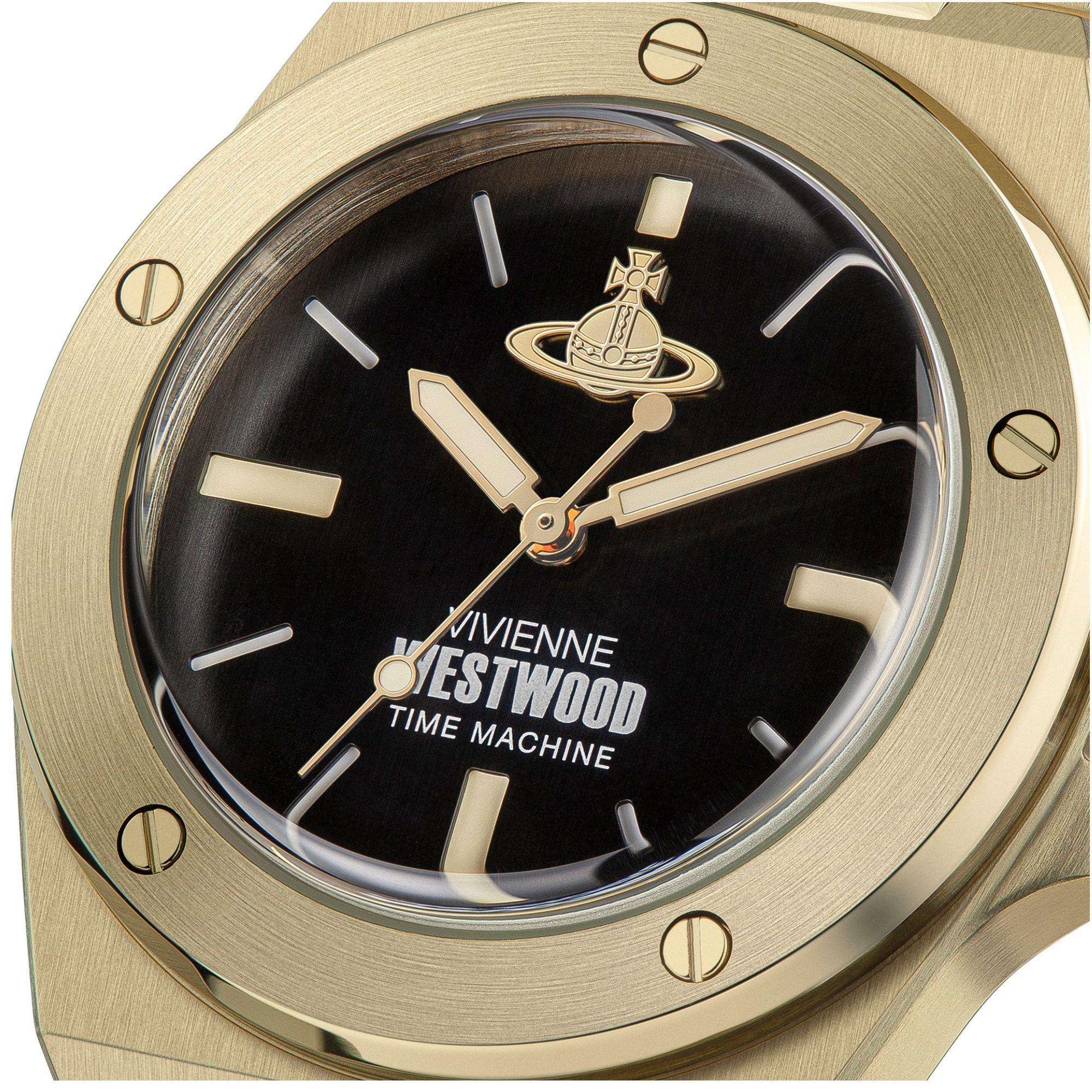 Vivienne Westwood Leamouth Black Dial Gold PVD Bracelet Unisex