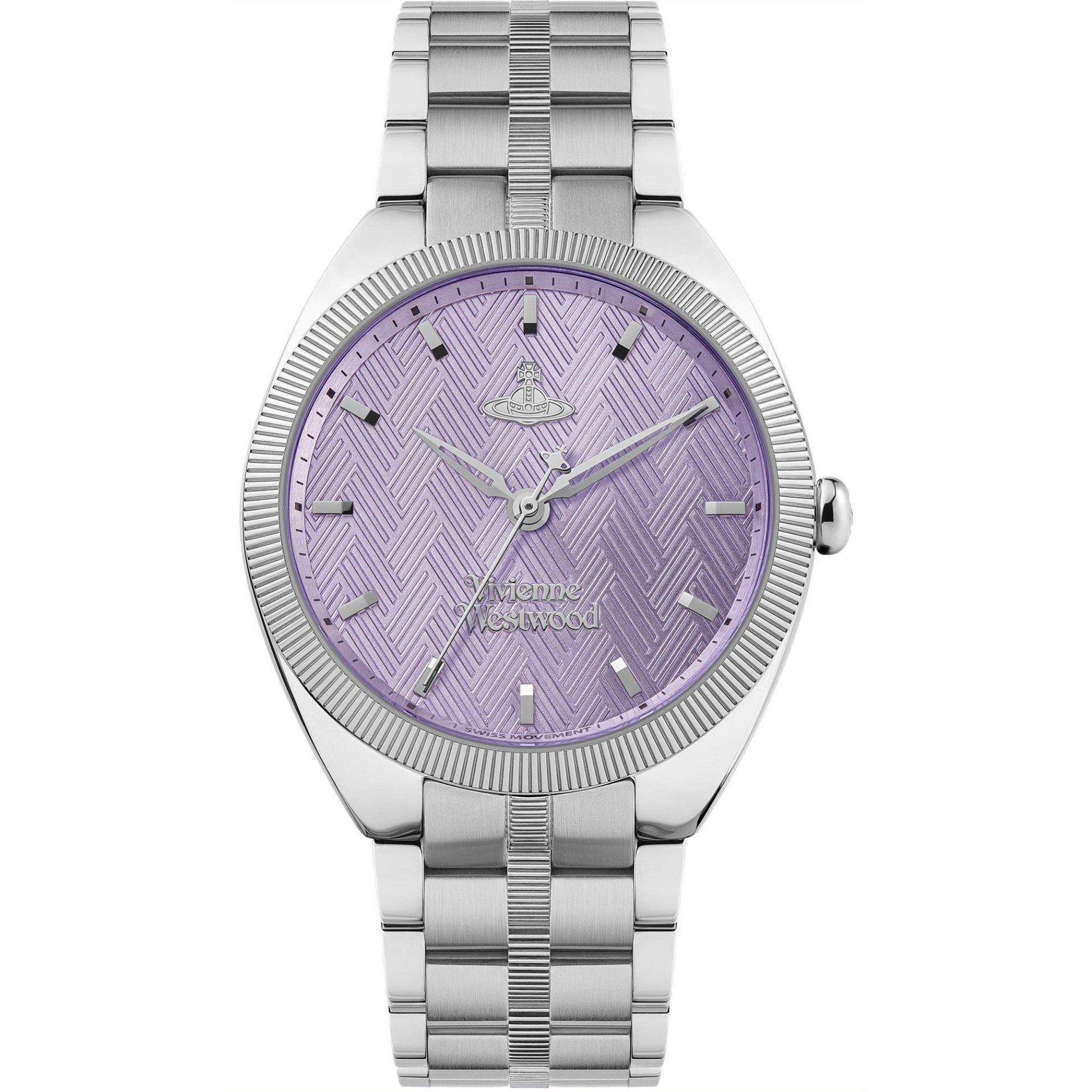 Vivienne Westwood The Mews Purple Dial Stainless Steel Bracelet Ladies Watch VV281PPSL