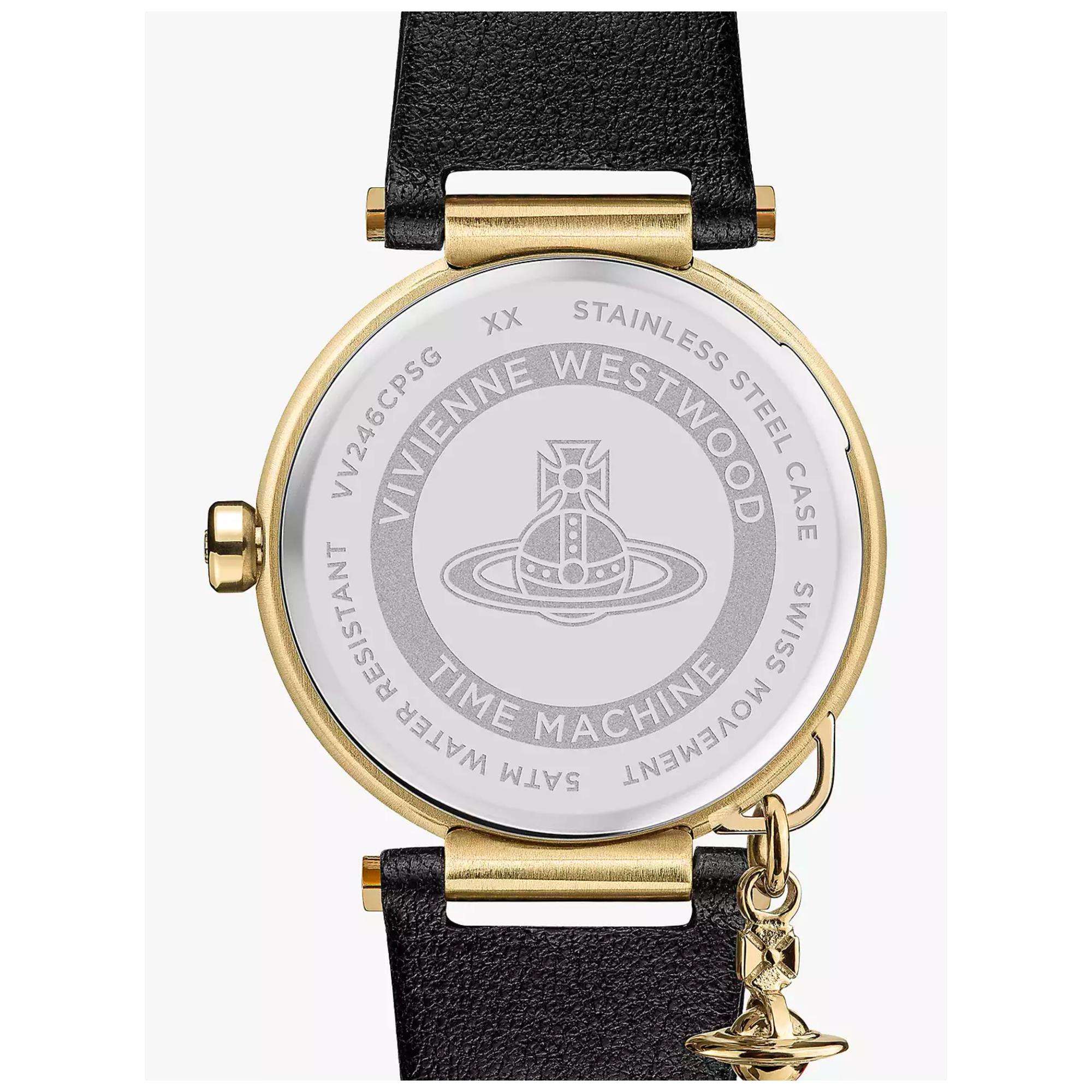 Vivienne Westwood Poplar Black Dial Black Leather Strap Ladies Watch VV246BKBK