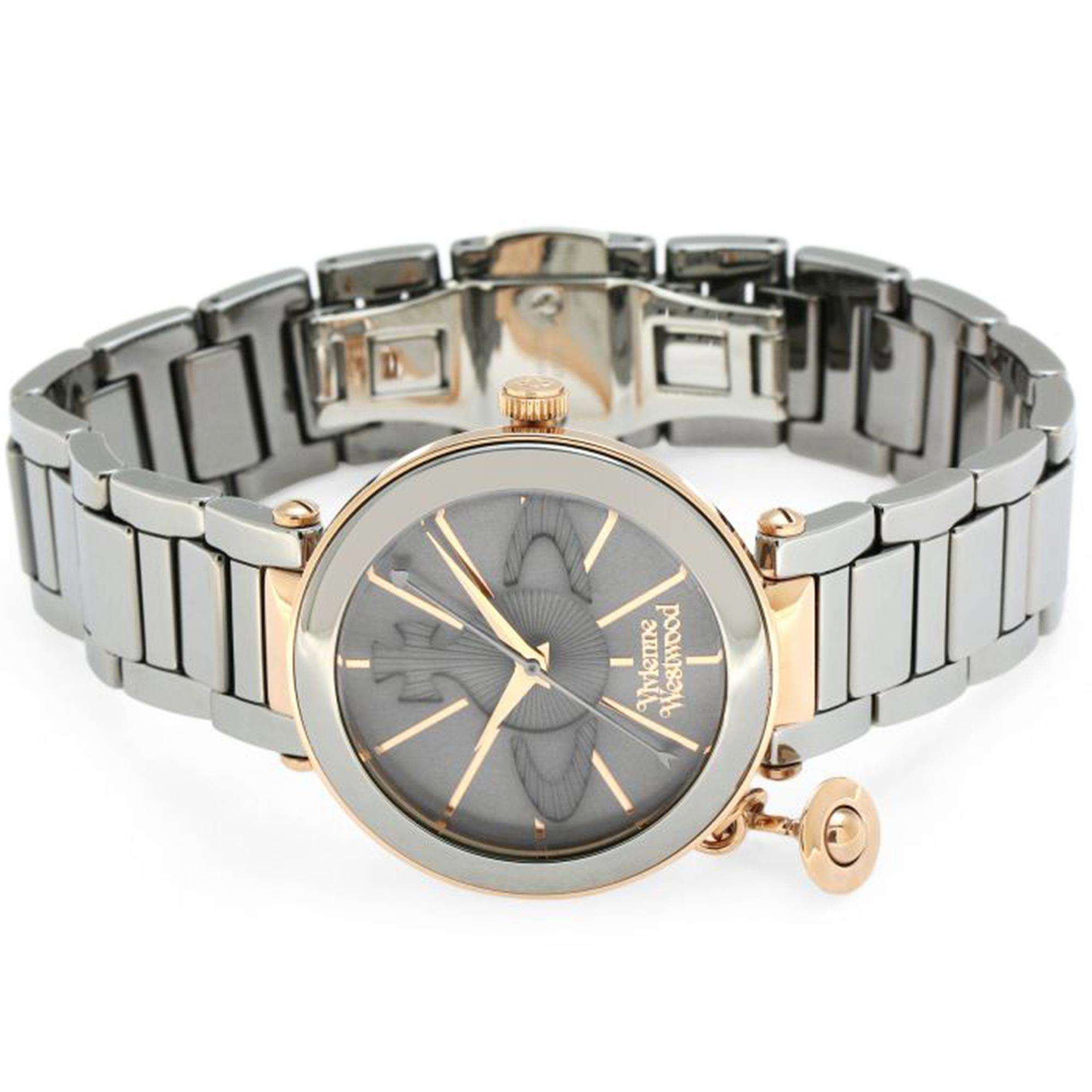 Vivienne Westwood Kensington Quartz Silver Dial Gunmetal Grey Steel Bracelet Ladies Watch VV067SLTI