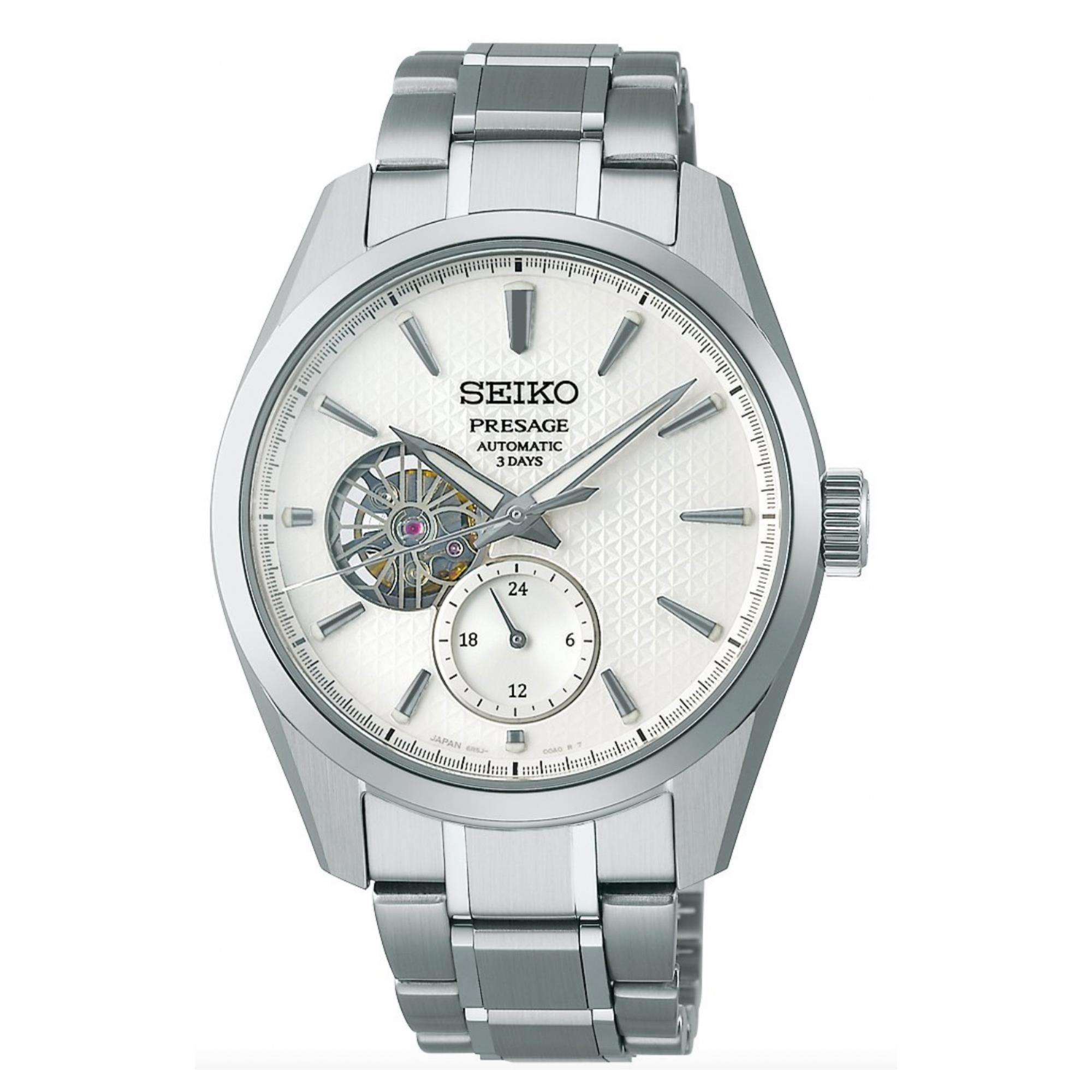 Seiko Presage Shiro Sharp-Edged Open Heart Automatic 3 Days White Dial Men's Watch SPB415J1