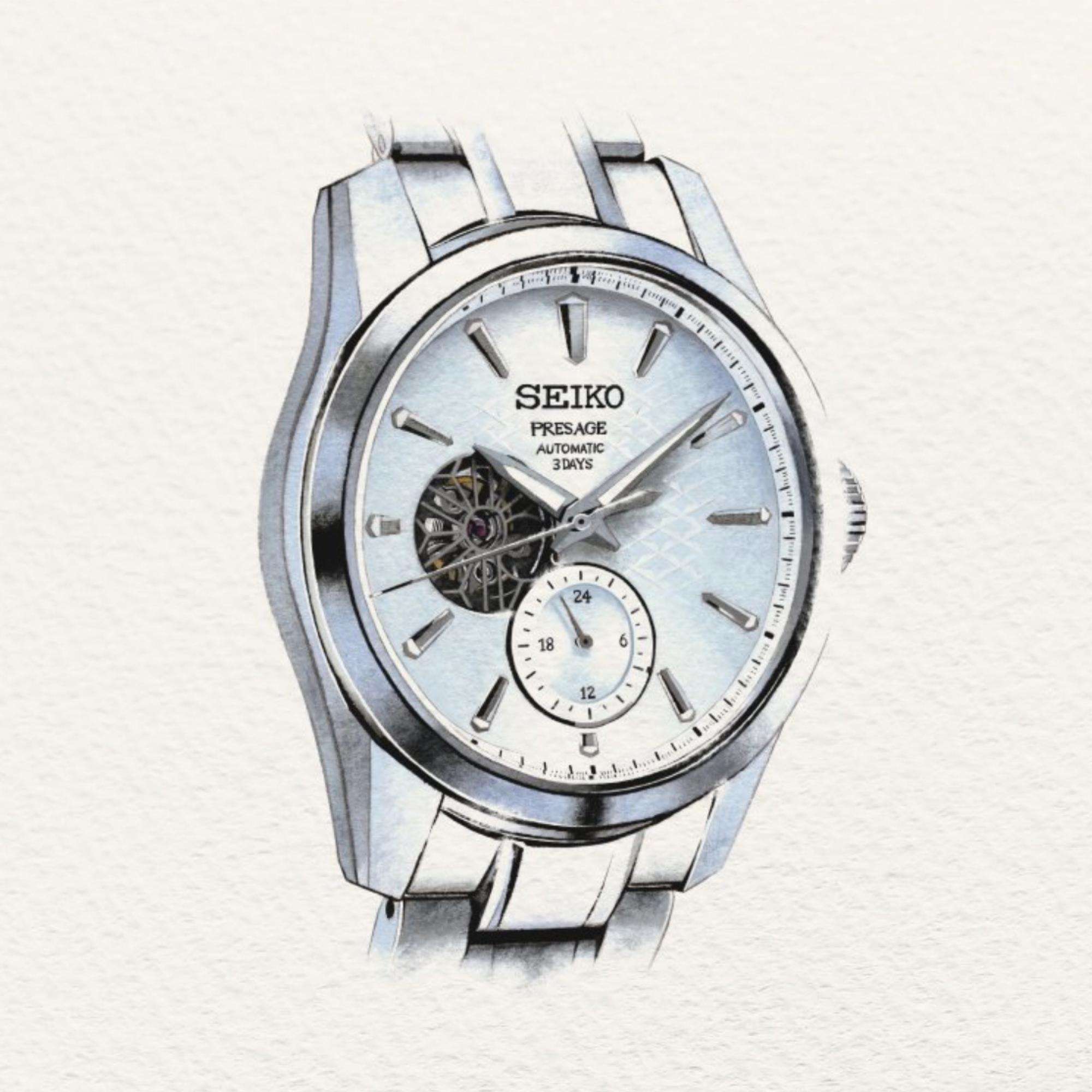Seiko Presage Shiro Sharp-Edged Open Heart Automatic 3 Days White Dial Men's Watch SPB415J1