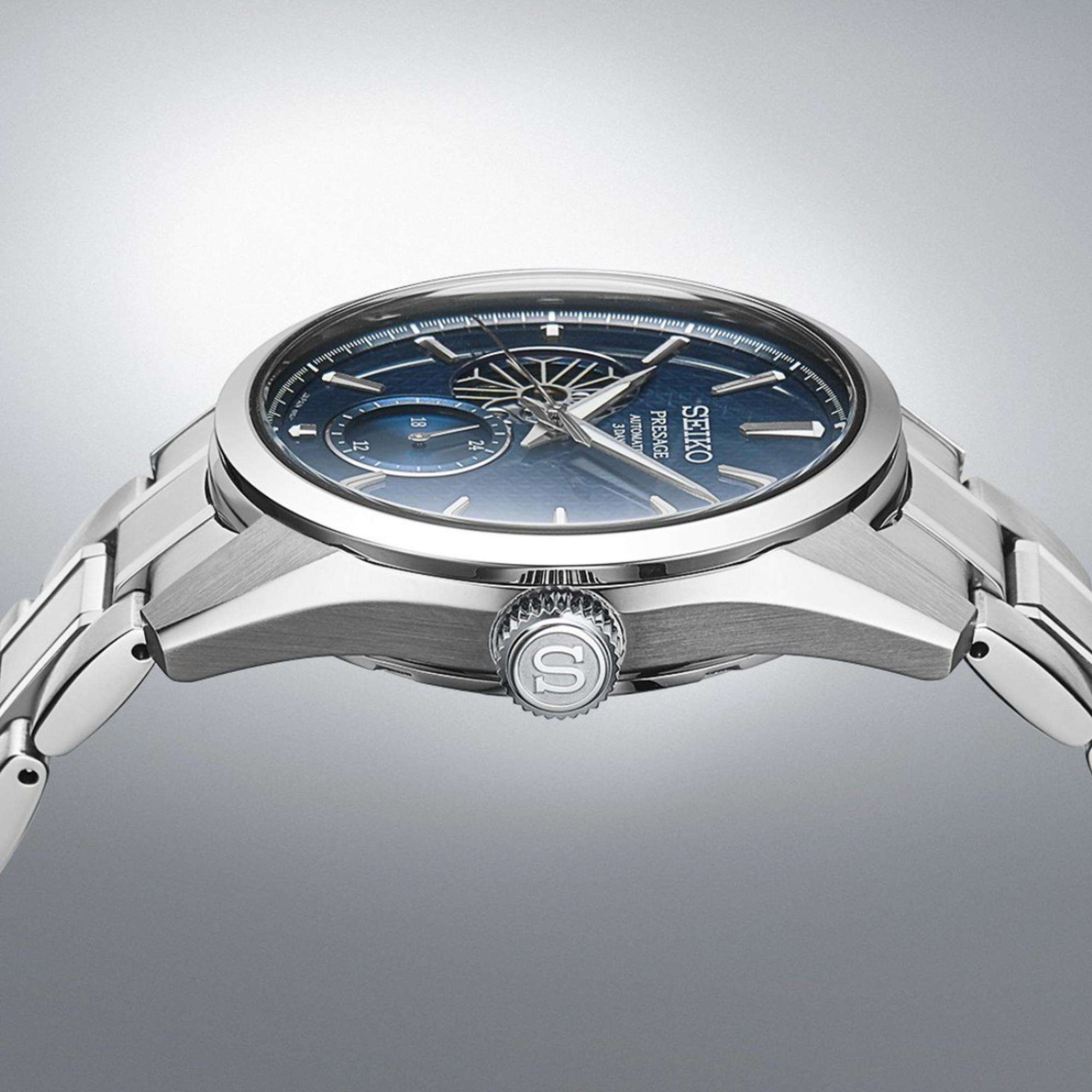 Seiko Presage ‘Ao’ Sharp-Edged Open Heart 3 Days Automatic Blue Dial Men's Watch SPB417J1