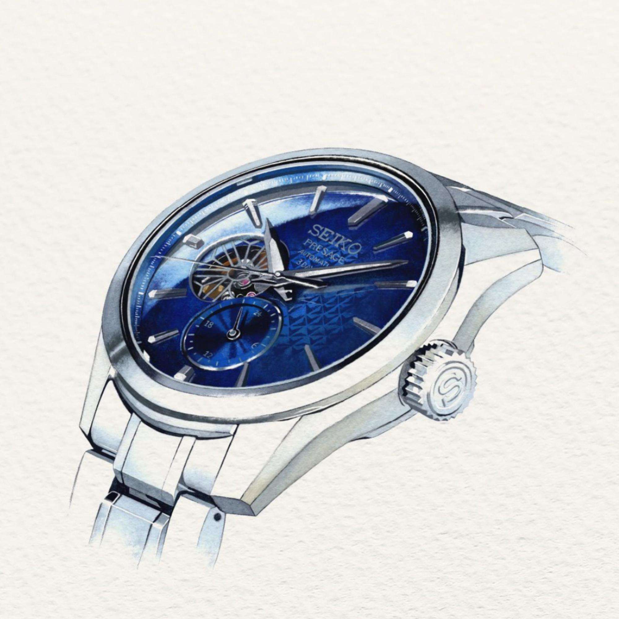 Seiko Presage ‘Ao’ Sharp-Edged Open Heart 3 Days Automatic Blue Dial Men's Watch SPB417J1