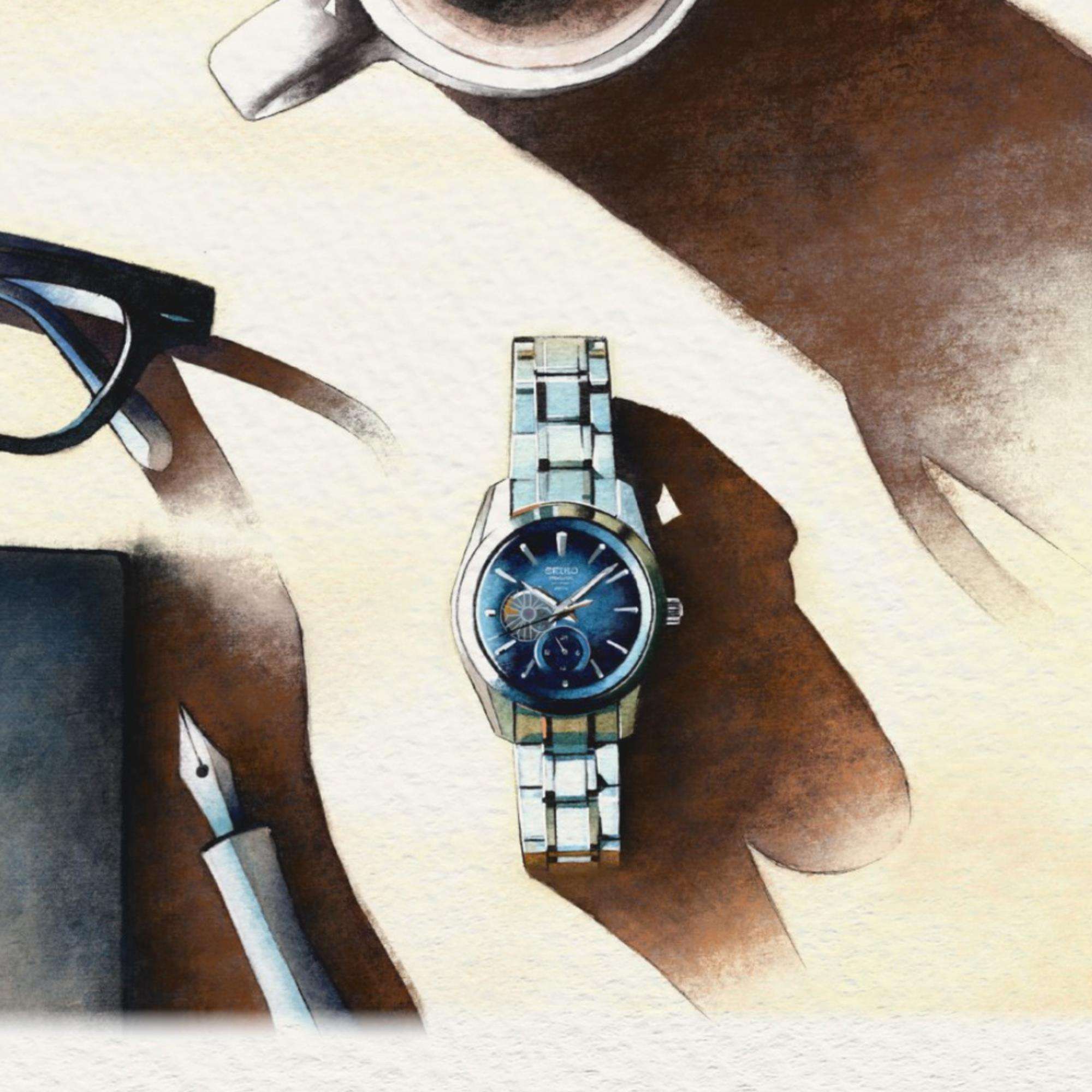 Seiko Presage ‘Ao’ Sharp-Edged Open Heart 3 Days Automatic Blue Dial Men's Watch SPB417J1