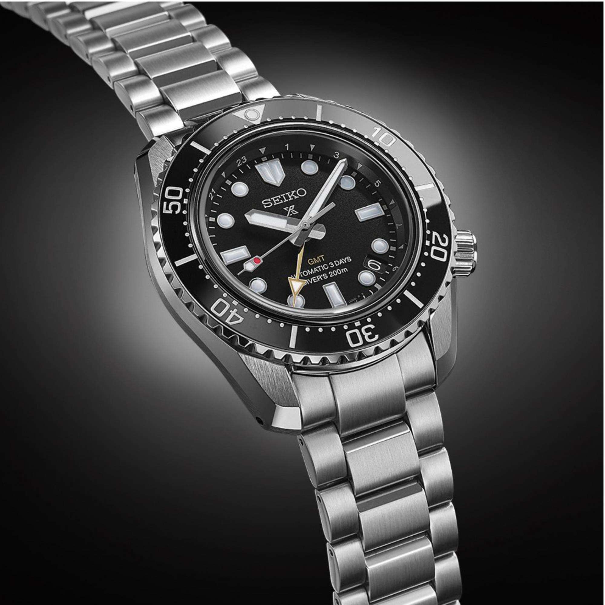 Seiko Prospex "Dark Depths " Divers GMT 1968 Modern Re-Interpretation Automatic Black Dial Men's Watch SPB383J1