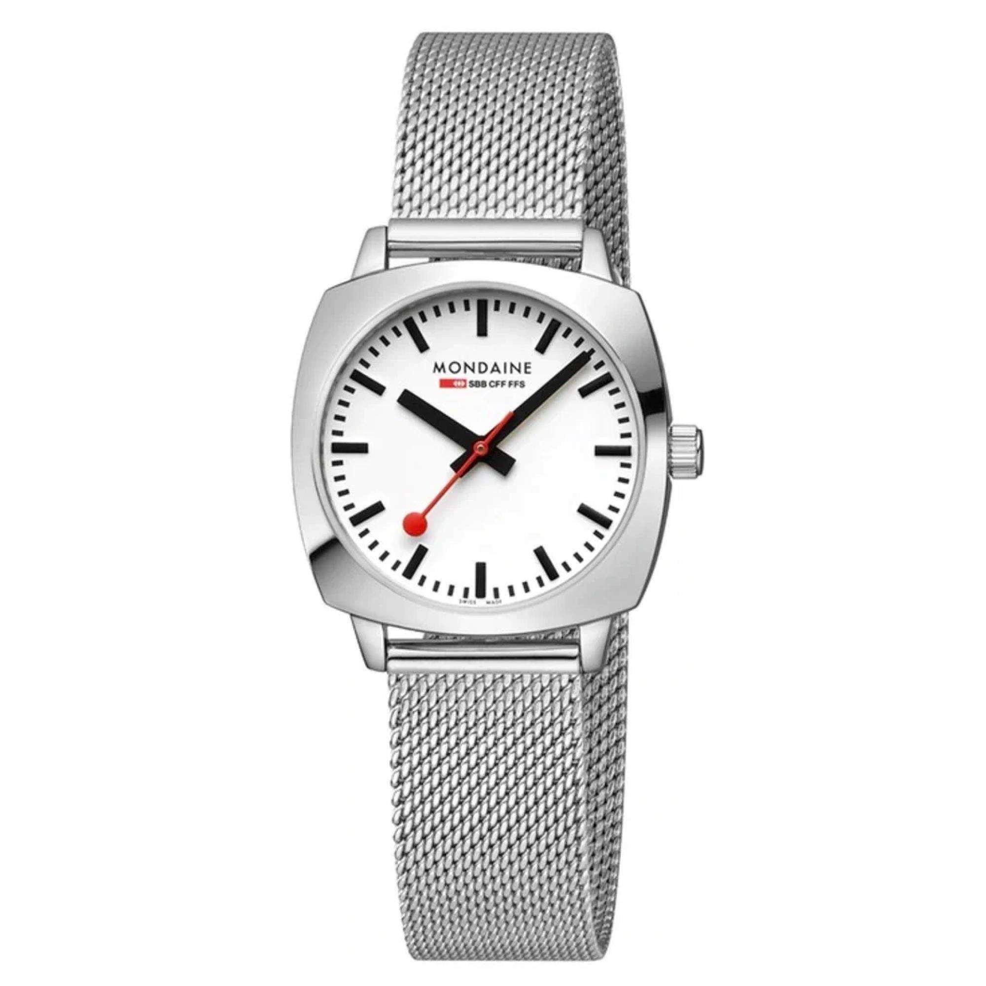 Mondaine Petite Cushion Square Quartz White Dial Unisex Watch MSL.31110.SM
