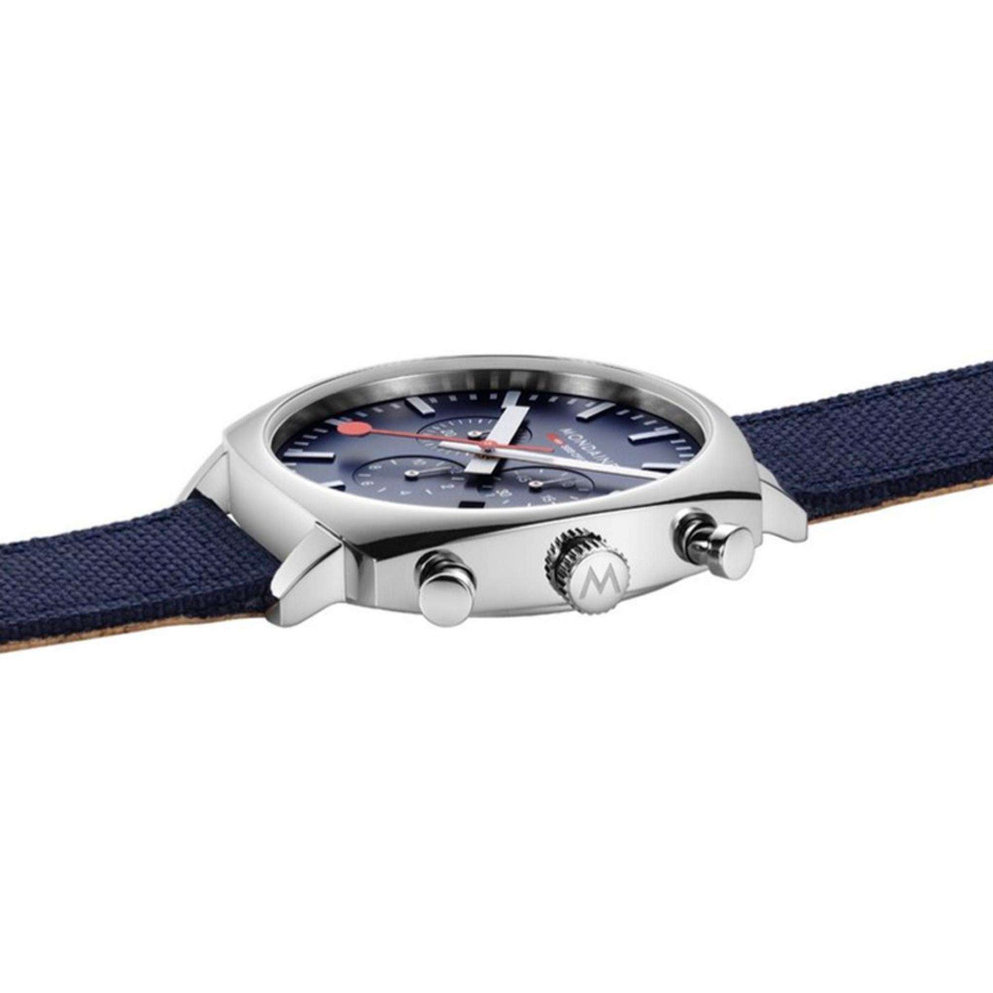 Mondaine Petite Cushion Square Blue Dial Textile Strap Unisex Watch MSL.41440.LD.SET