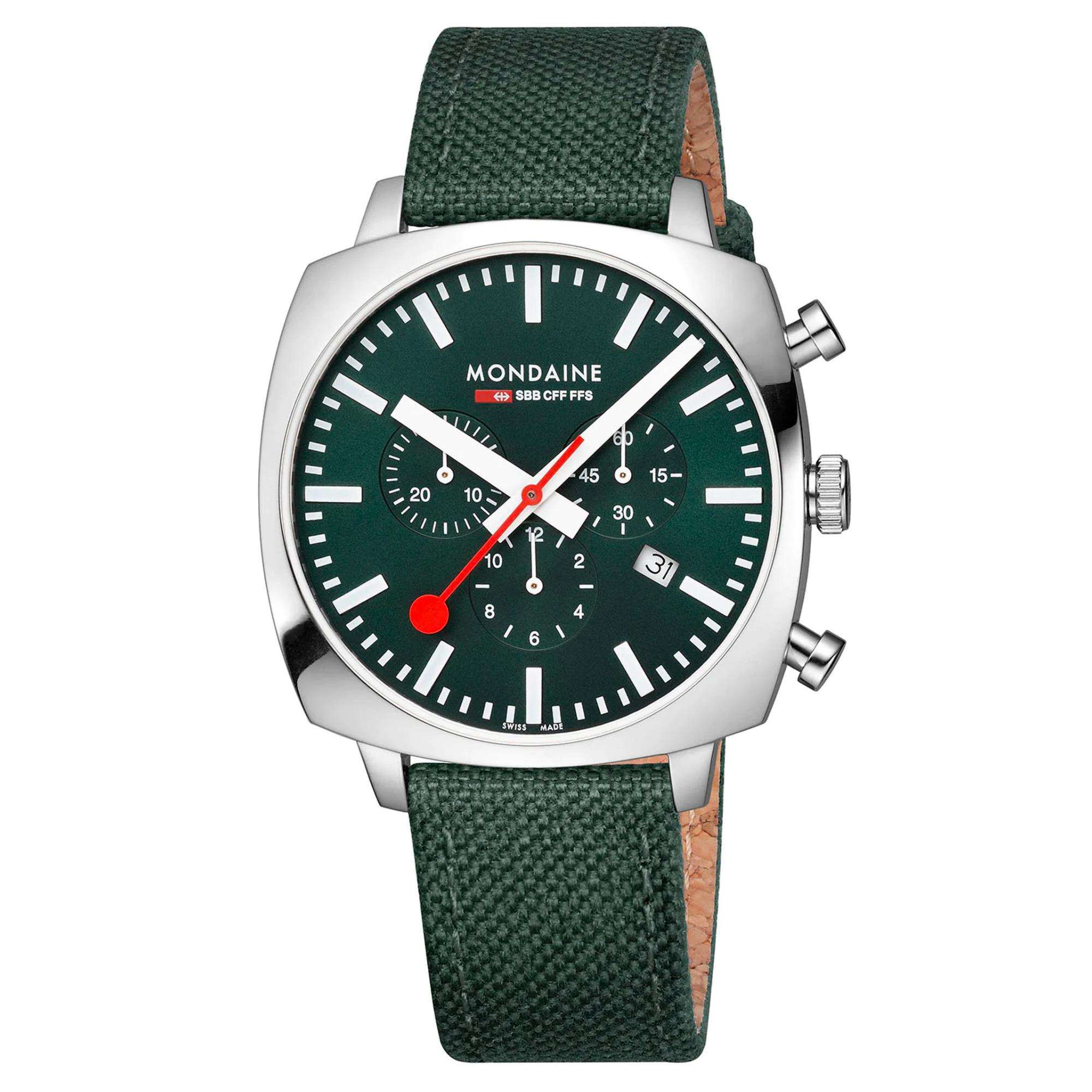 Mondaine Petite Cushion Square Quartz Green Unisex Watch MSL.41460.LF.SET