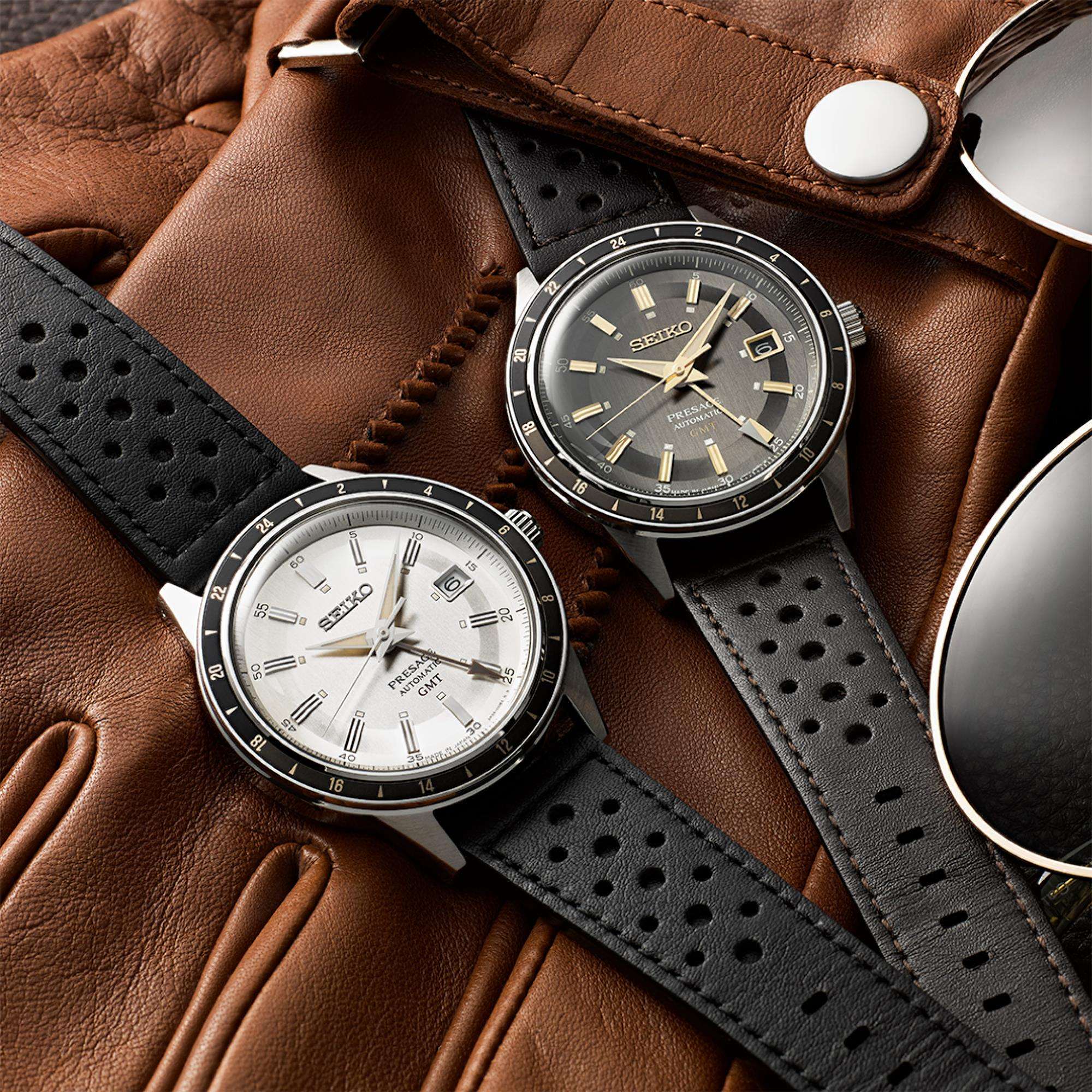 Seiko Presage Stone Style 60s Road Trip GMT Automatic Silver Dial Men's Watch Watch SSK011J1