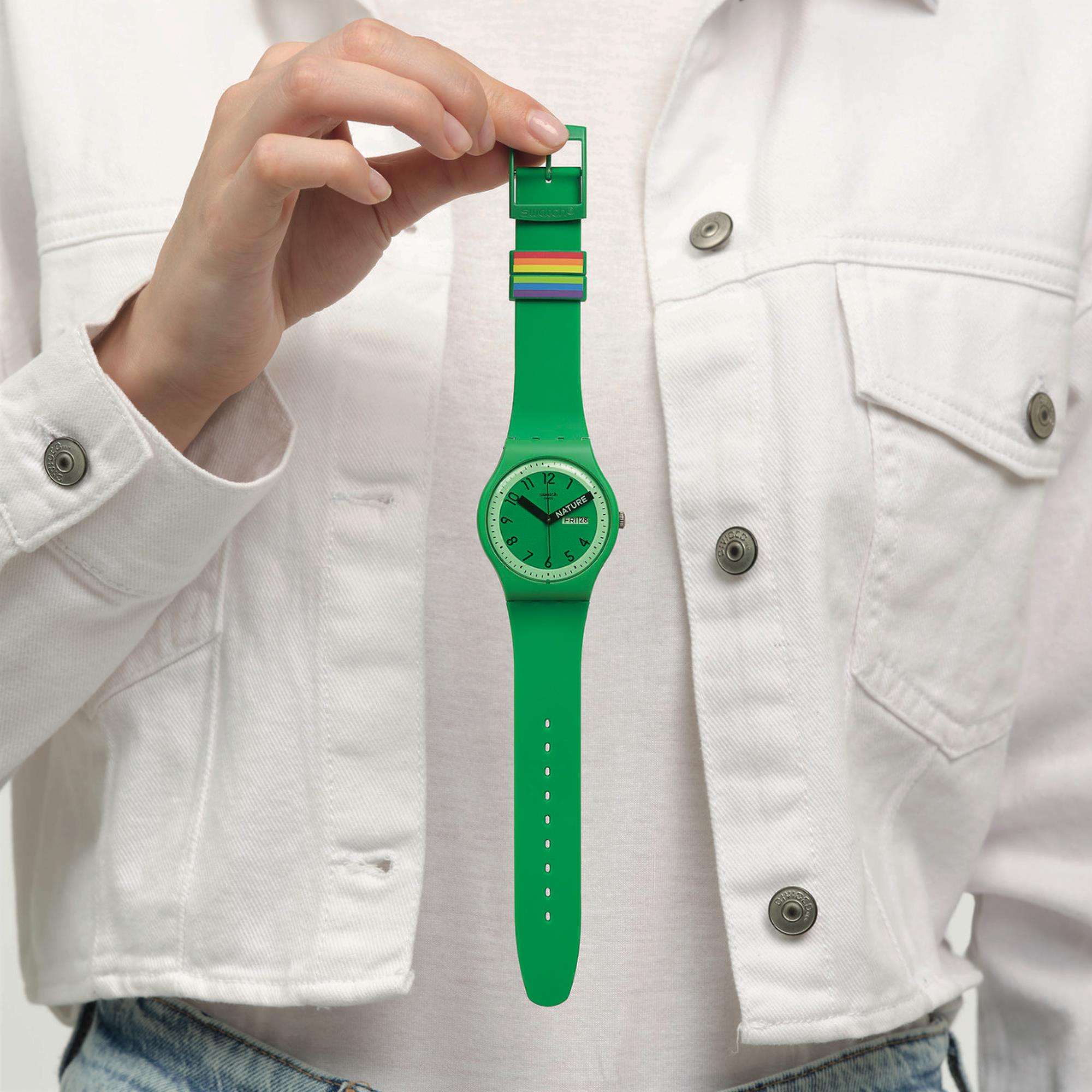Swatch Proudly Green "Nature" Green Quartz Watch SO29G704