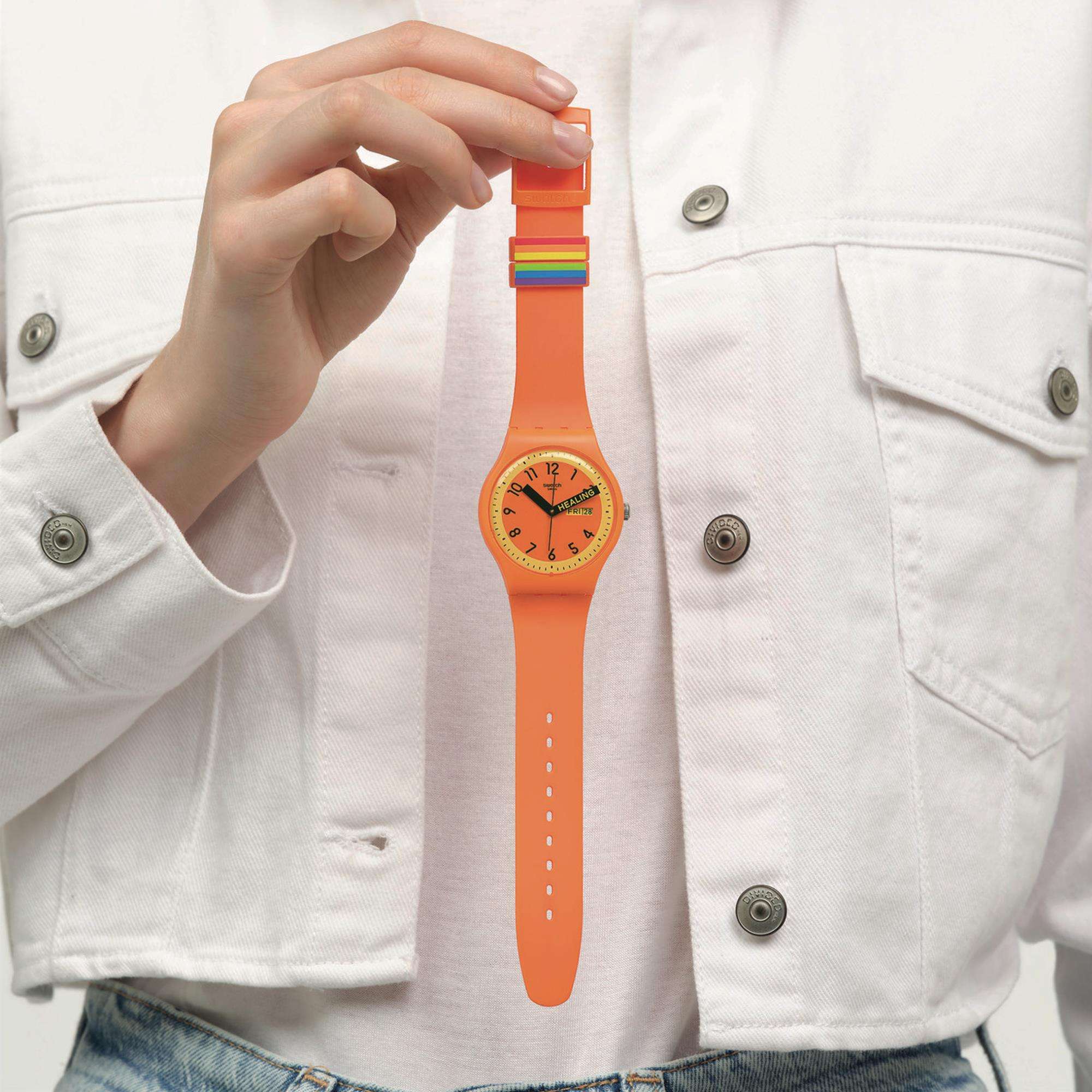 Swatch Pride 'Proudly Orange'  Quartz Orange Dial Watch SO29O700