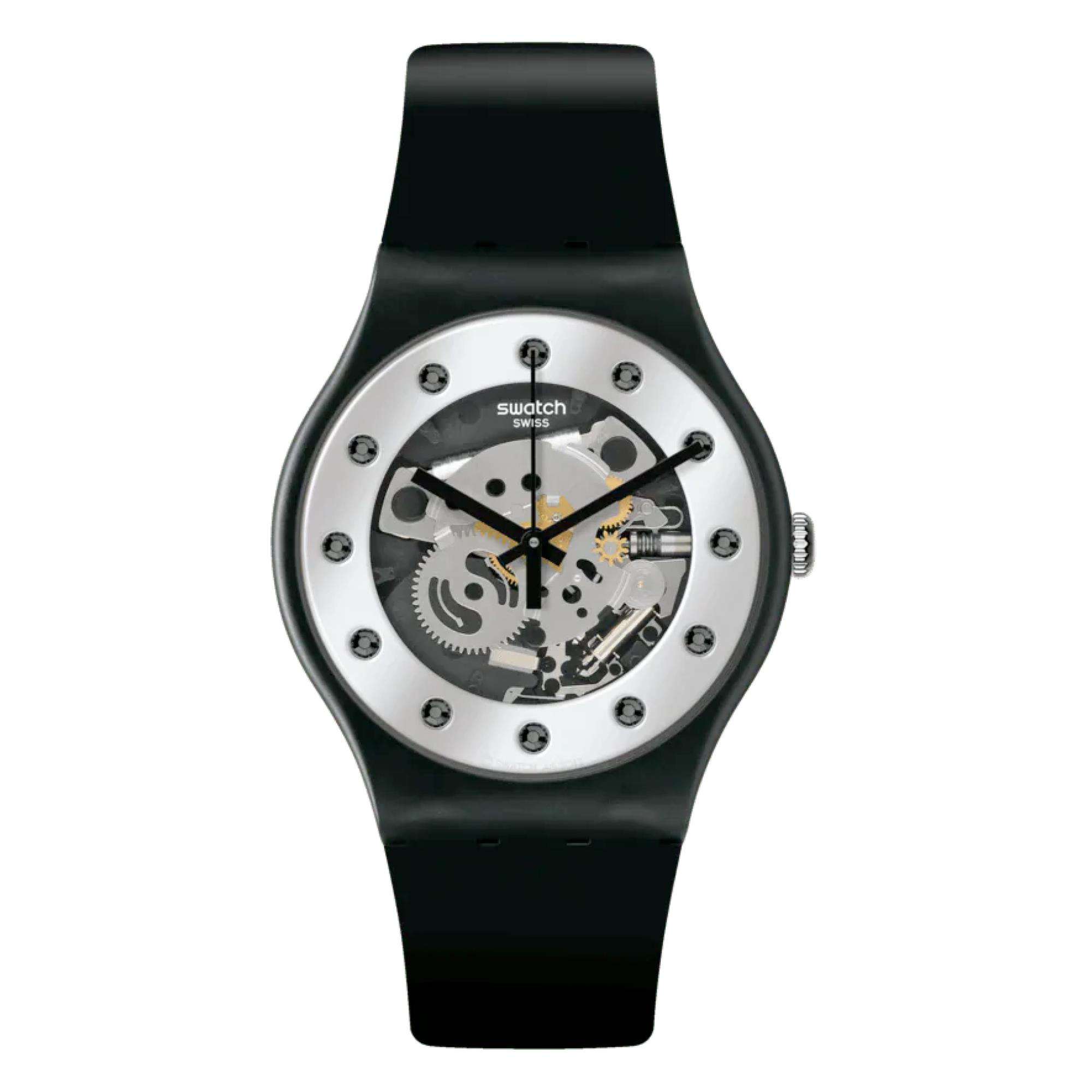 Swatch New Gent 'Silver Glam Again' Quartz Silver Dial Unisex Watch SO29B109