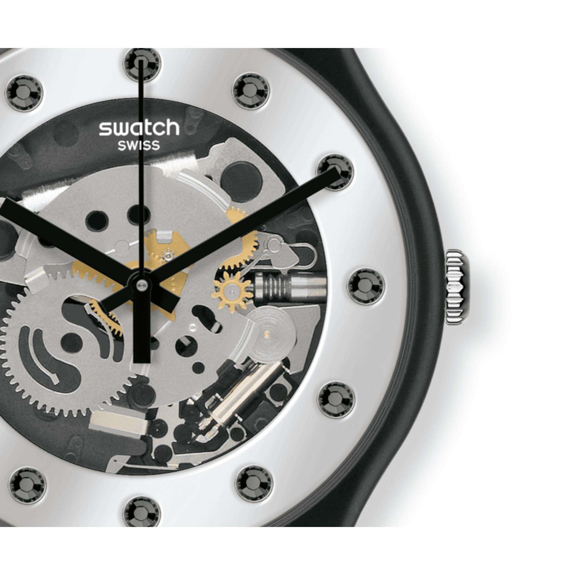 Swatch New Gent 'Silver Glam Again' Quartz Silver Dial Unisex Watch SO29B109