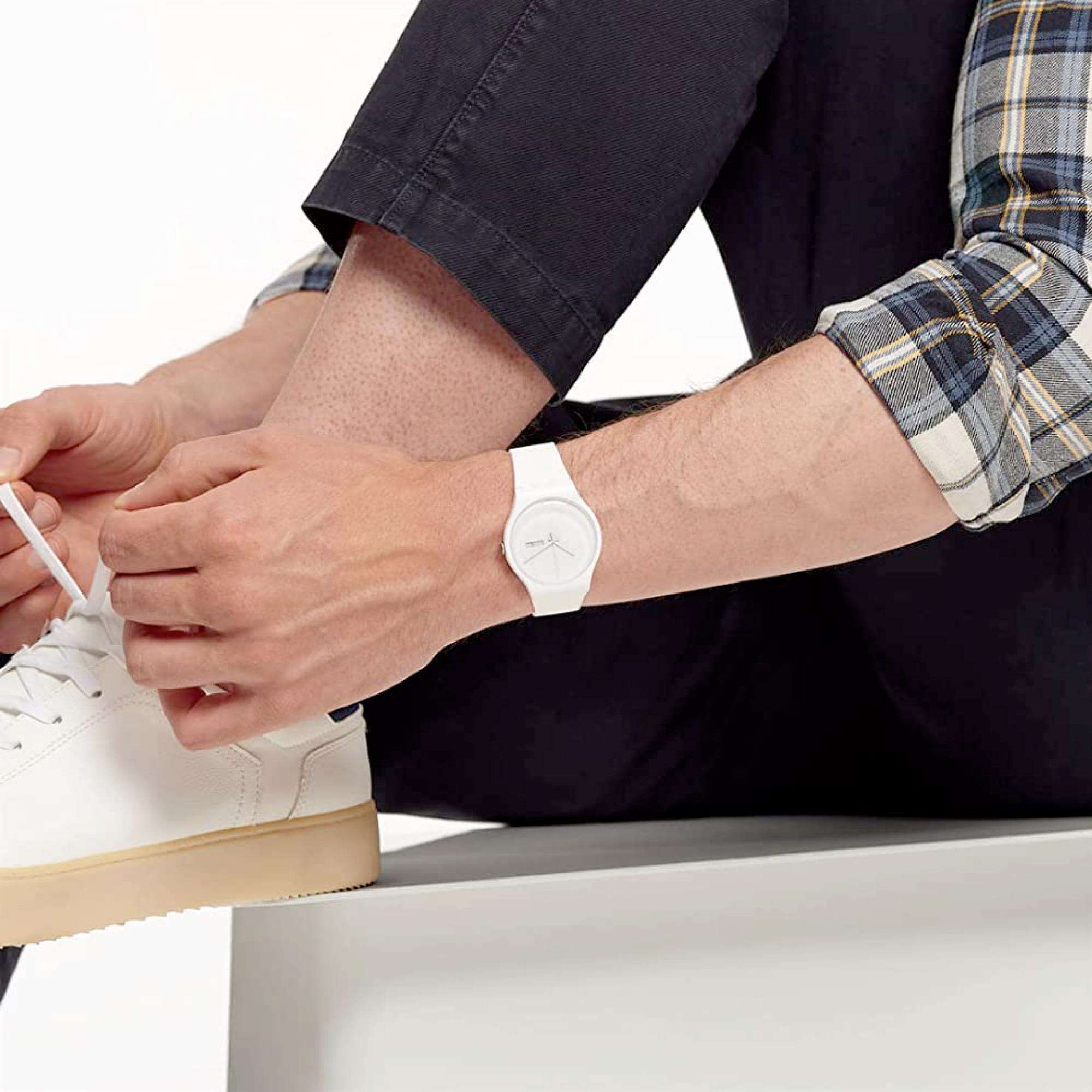 Swatch New Gent 'White Rebel Again' Quartz Watch SO29W704