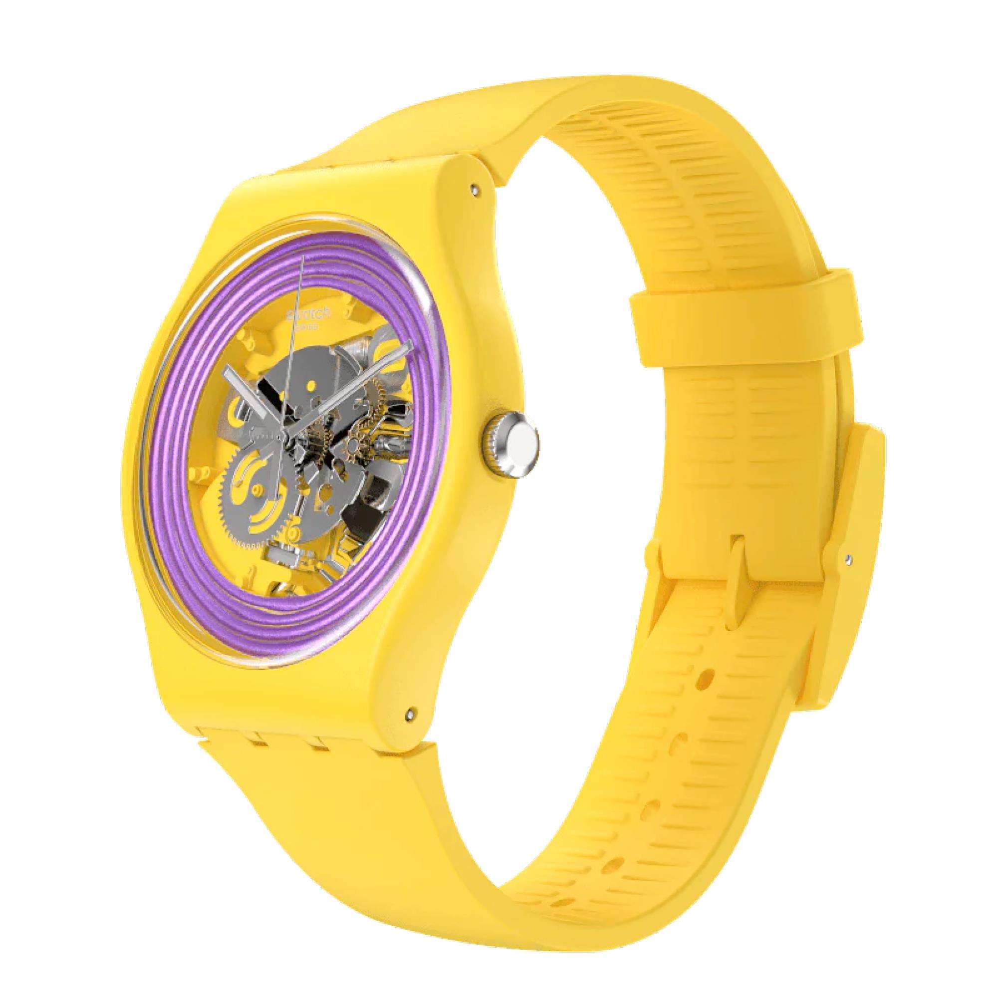 Swatch New Gent 'Purple Rings Yellow' Quartz Unisex Watch SO29J100
