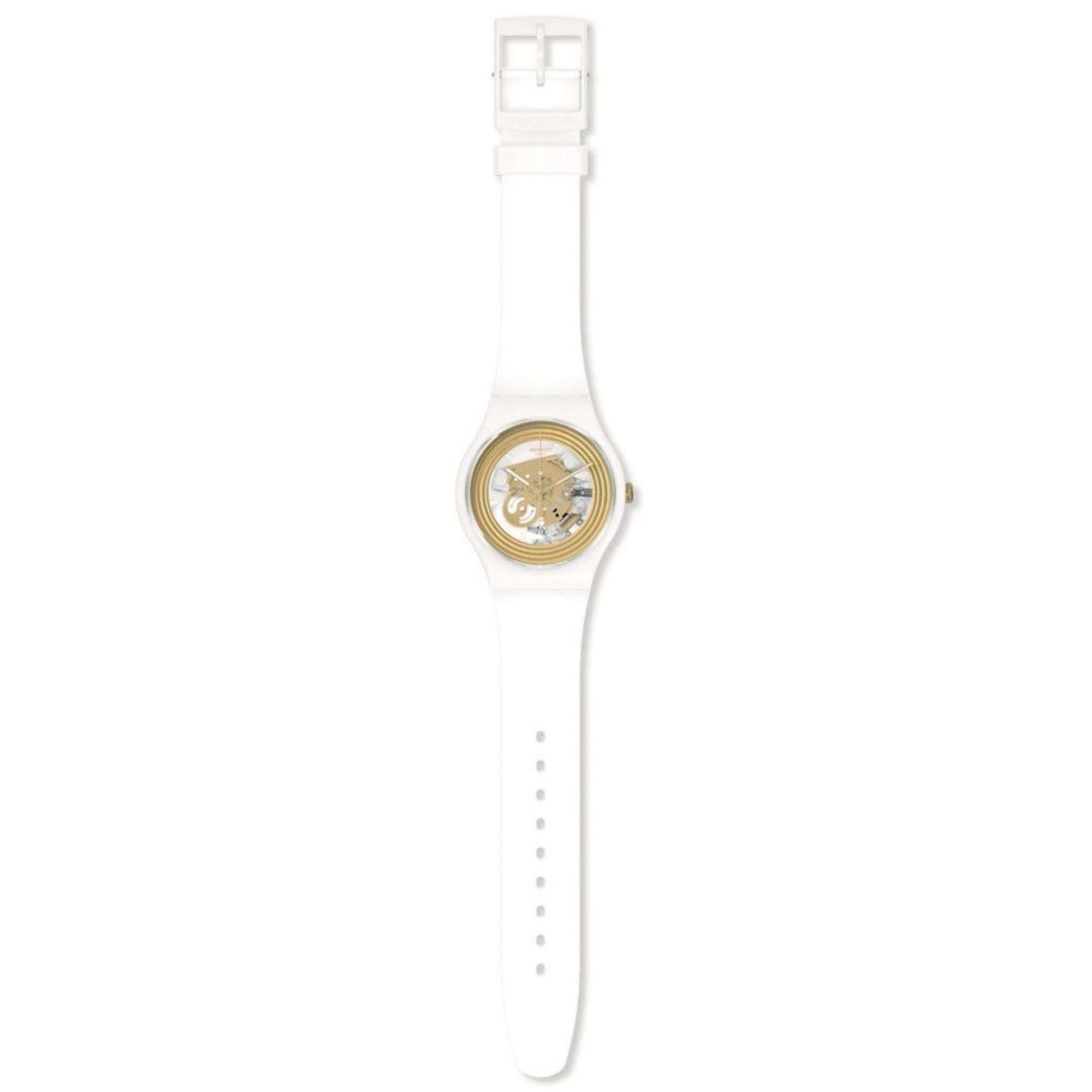 Swatch New Gent 'Golden Rings White' Quartz Watch SO29W107