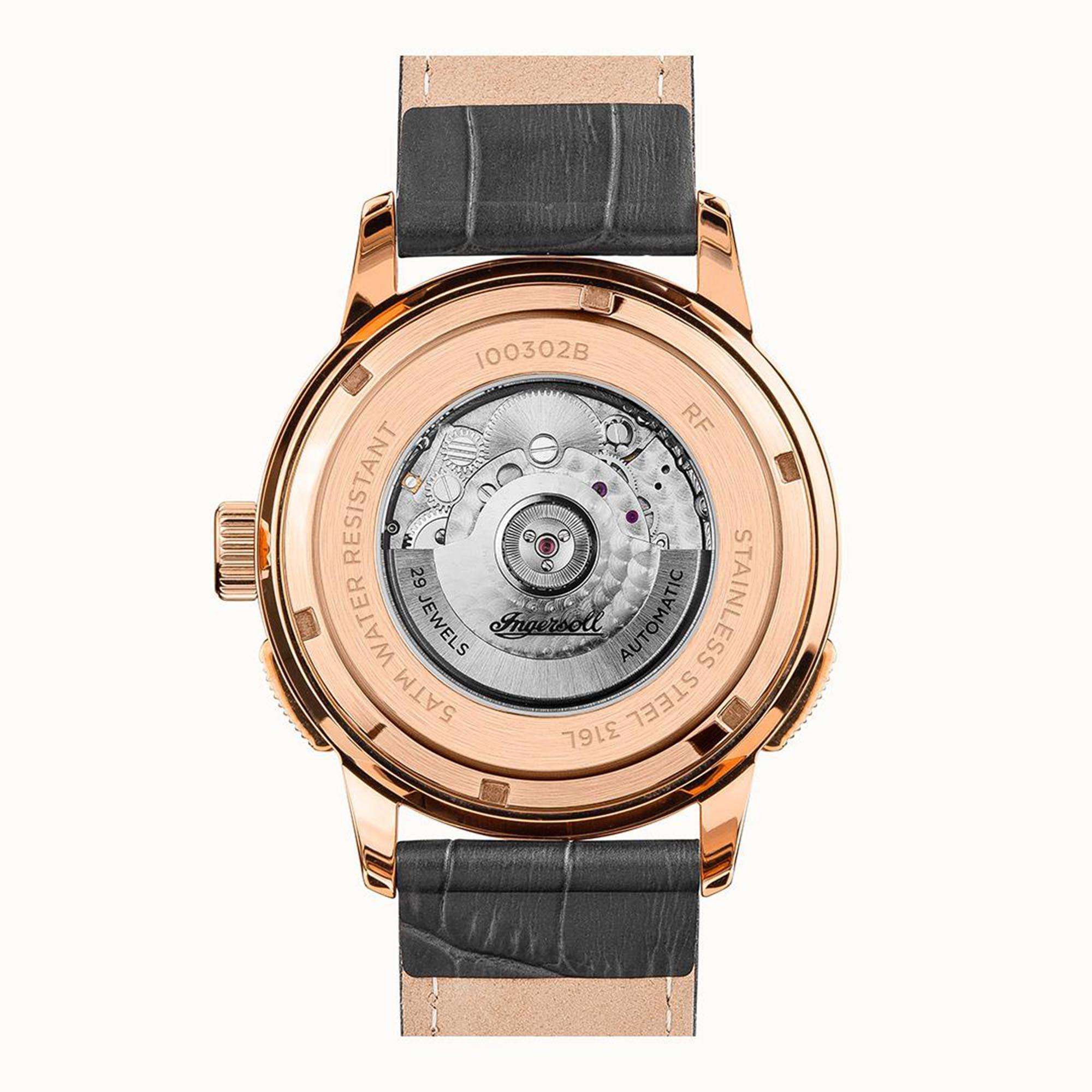 Ingersoll The Regent Automatic Black Dial Leather Strap Men's Watch I00302B