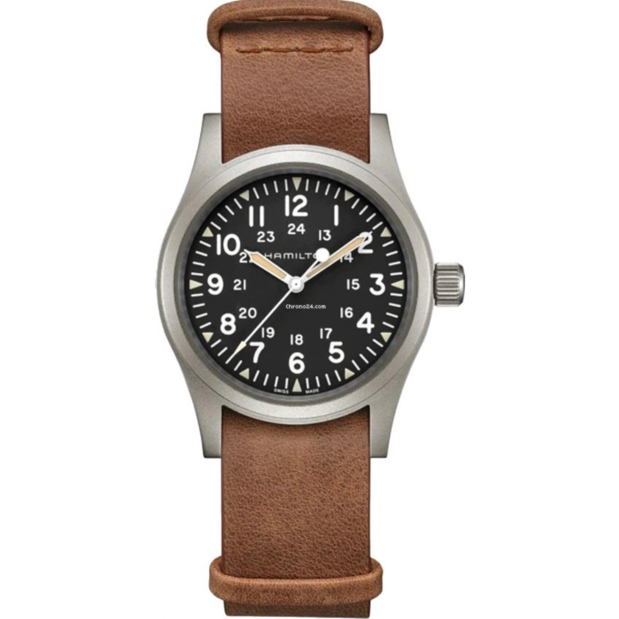 Hamilton Khaki Field Mechanical Black Dial Brown Leather Strap Men’s Watch H69439531