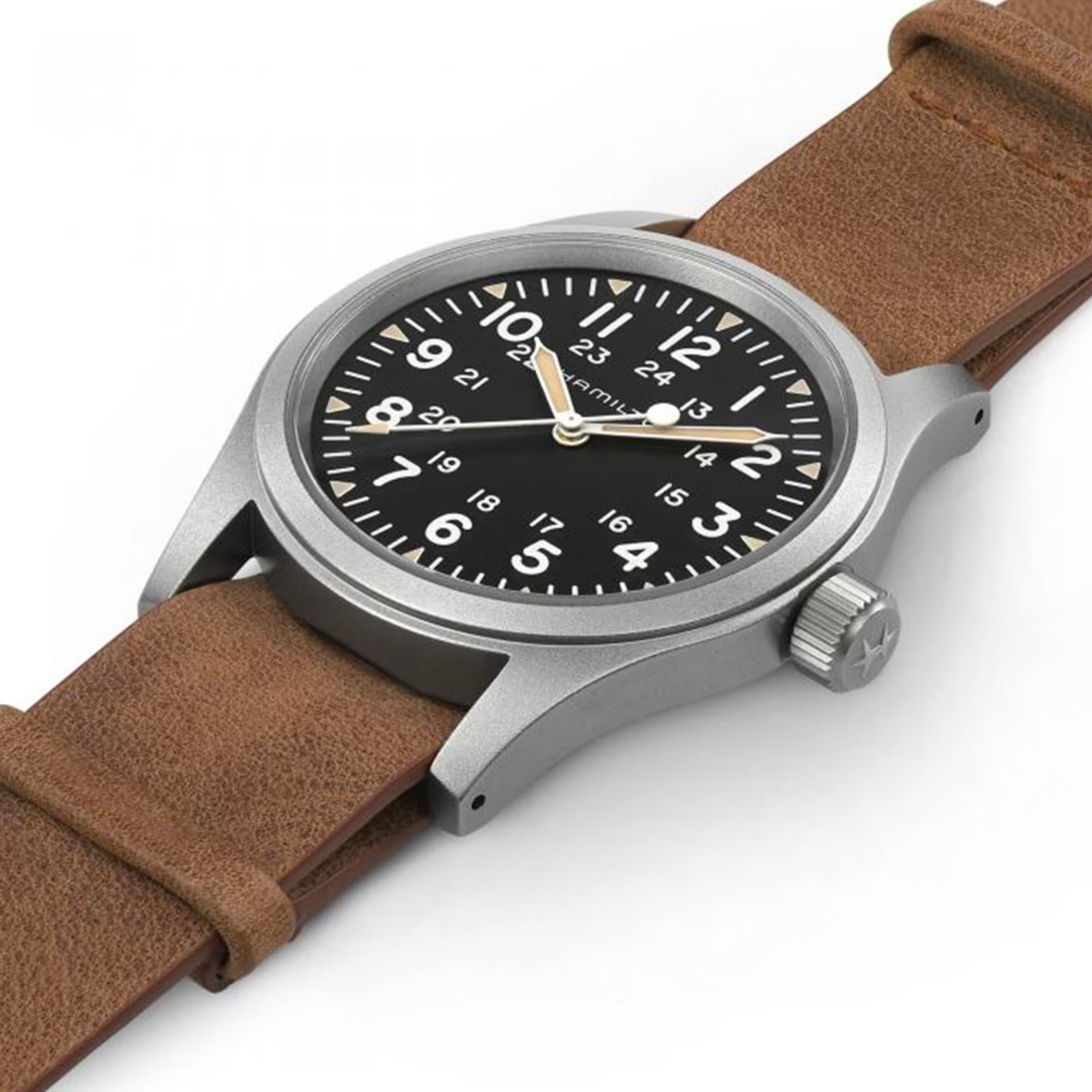 Hamilton Khaki Field Mechanical Black Dial Brown Leather Strap Men’s Watch H69439531