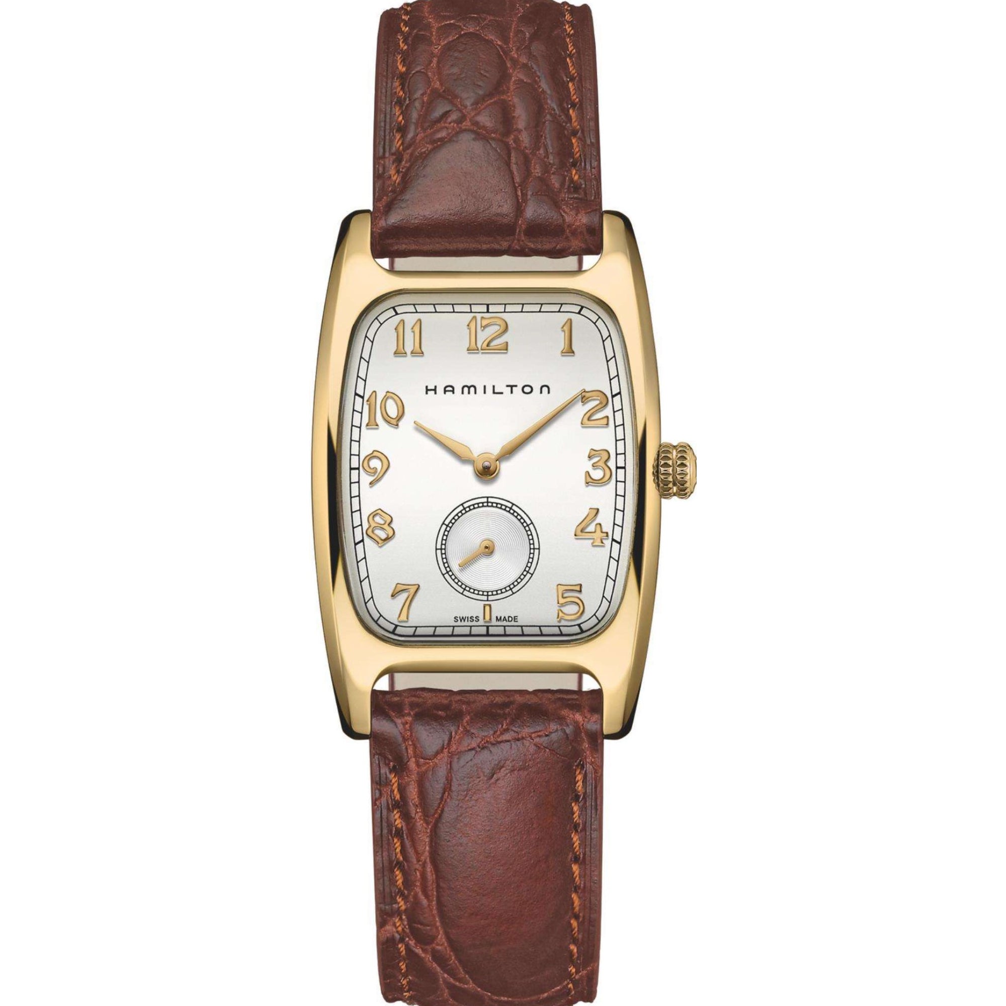 Hamilton Indiana Jones American Classic Boulton Quartz Gold White Dial Calf Leather Men's Watch H13431553