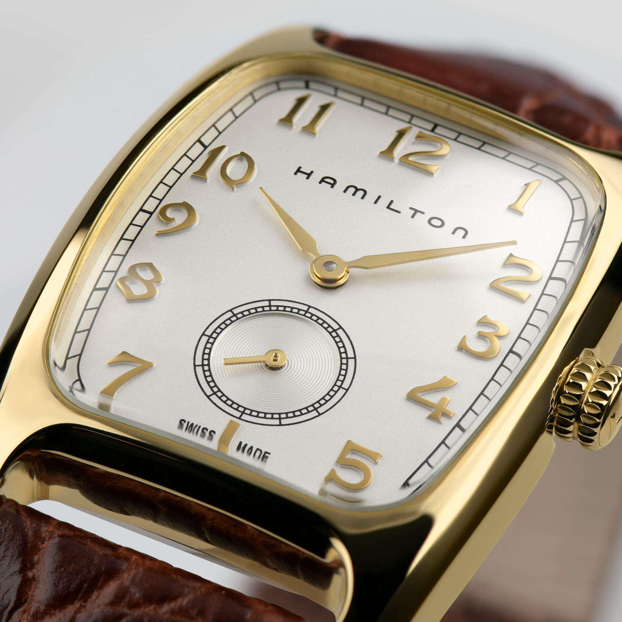 Hamilton Indiana Jones American Classic Boulton Quartz Gold White Dial Calf Leather Men's Watch H13431553