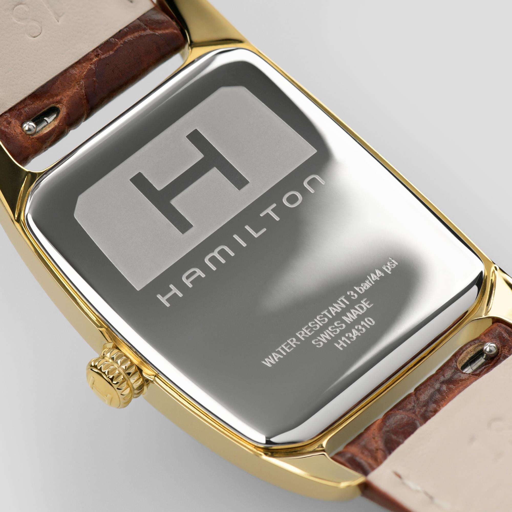 Hamilton Indiana Jones American Classic Boulton Quartz Gold White Dial Calf Leather Men's Watch H13431553