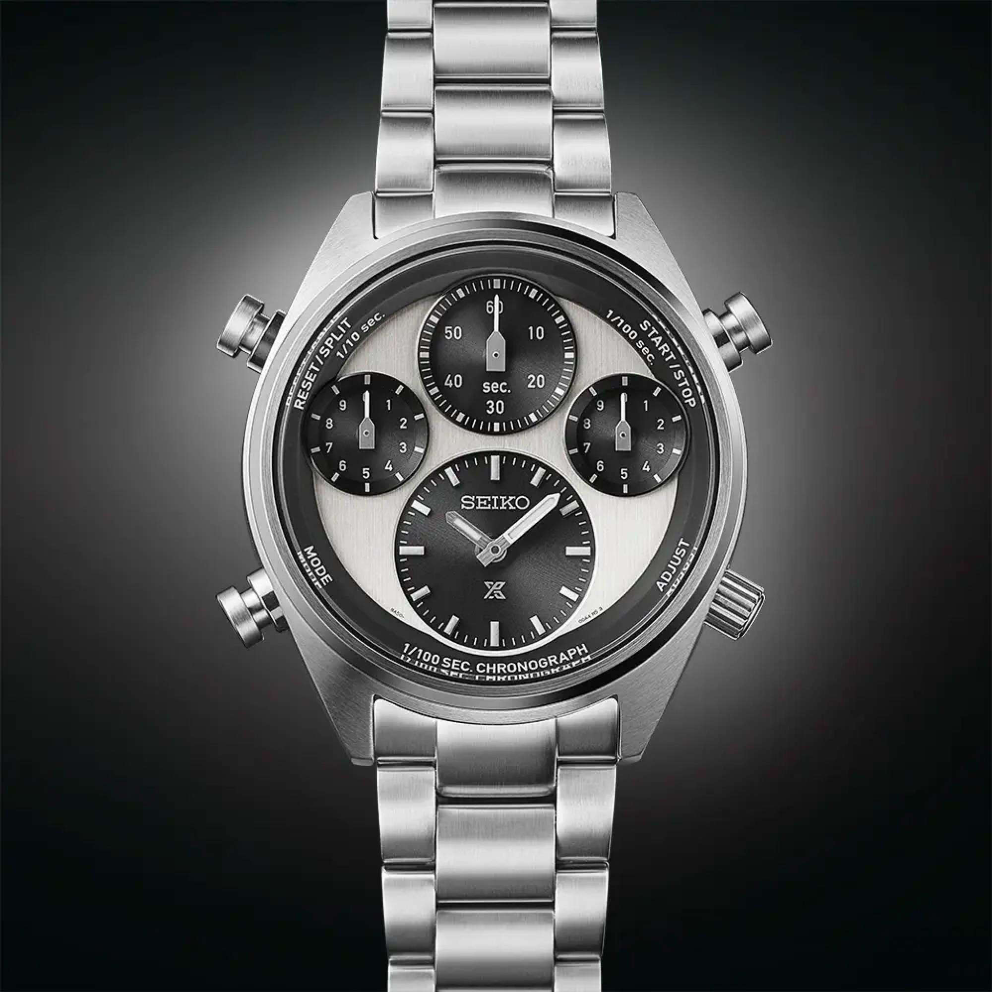 Seiko Prospex Panda Speedtimer One-Hundredth of a Second Solar Chronograph Multicoloured Dial Men's Watch SFJ001P1