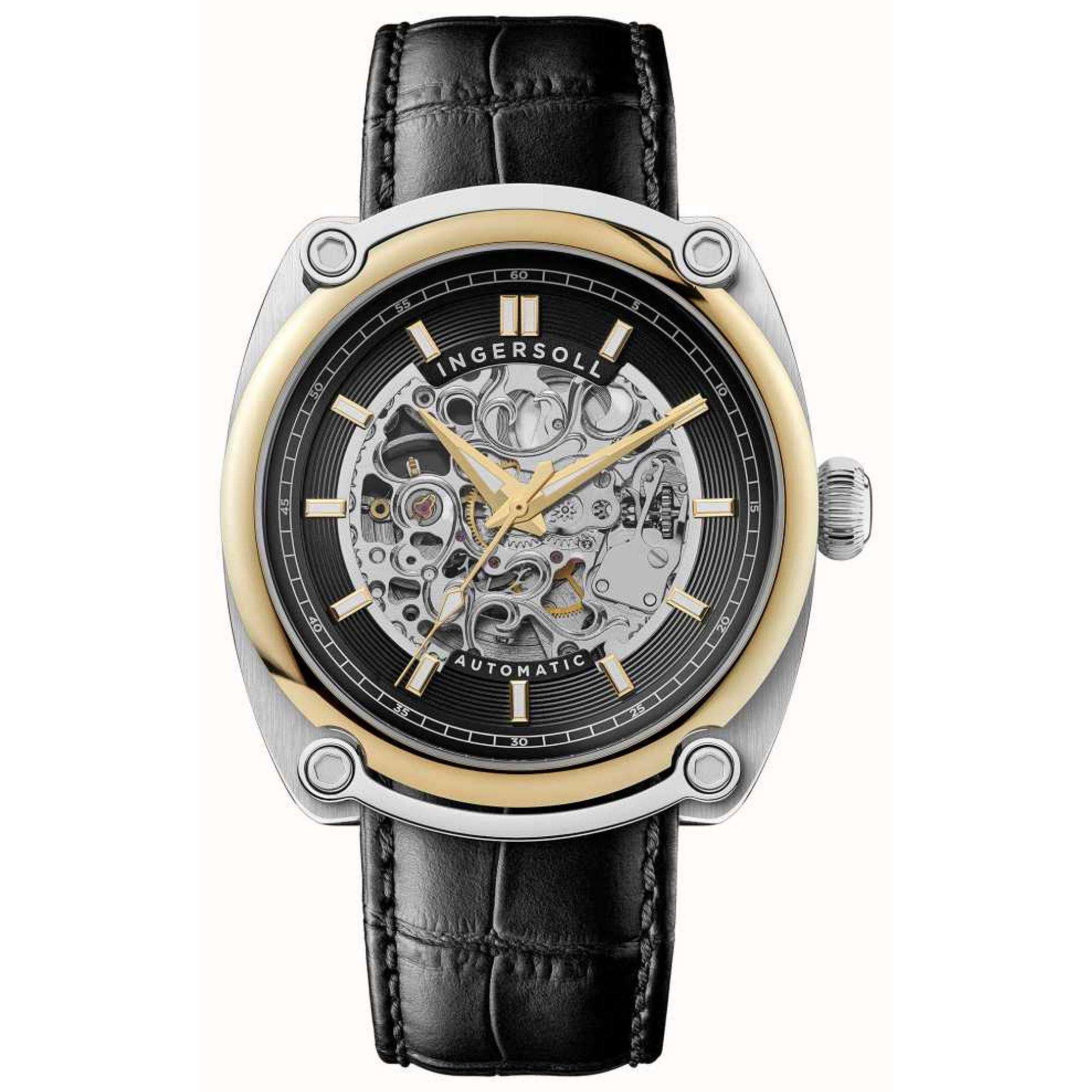 Ingersoll The Michigan 1892 Automatic Black Dial Black Leather Strap Men's Watch I13301
