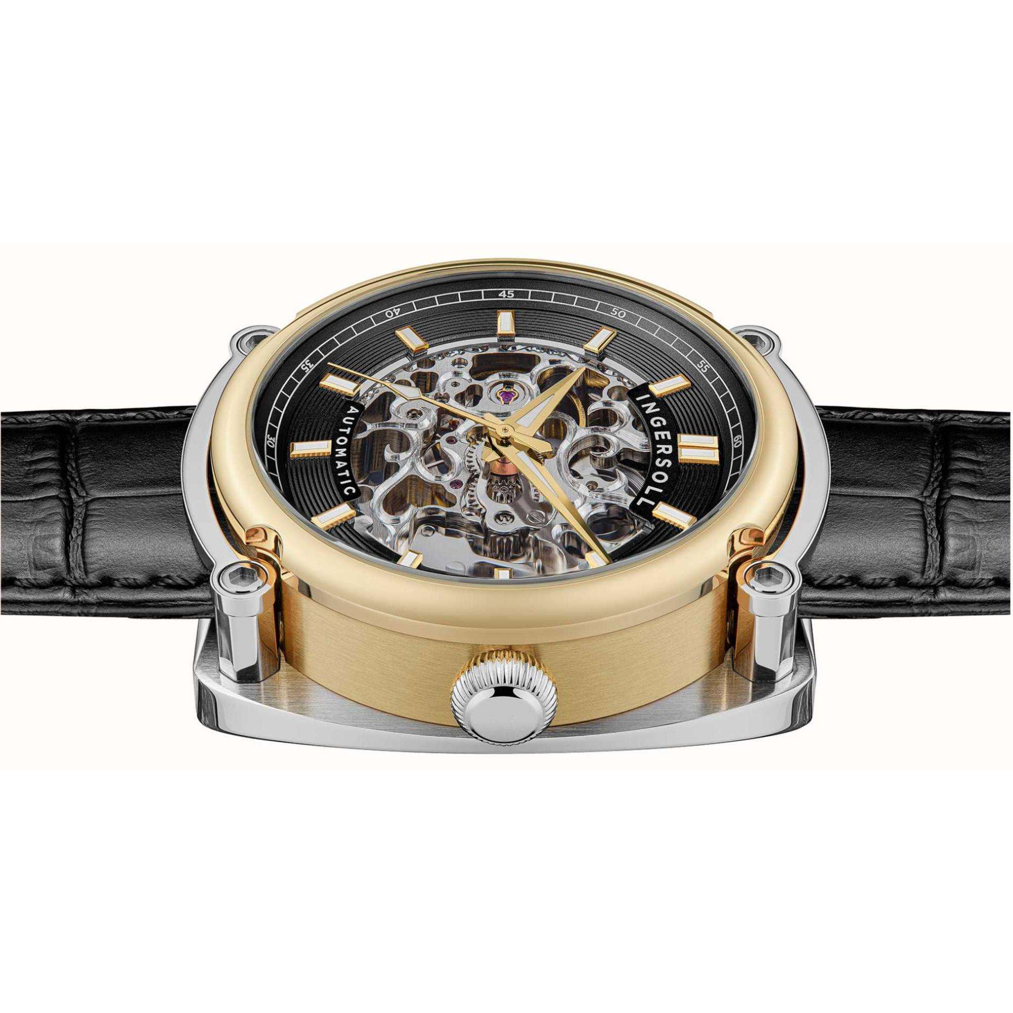 Ingersoll The Michigan 1892 Automatic Black Dial Black Leather Strap Men's Watch I13301