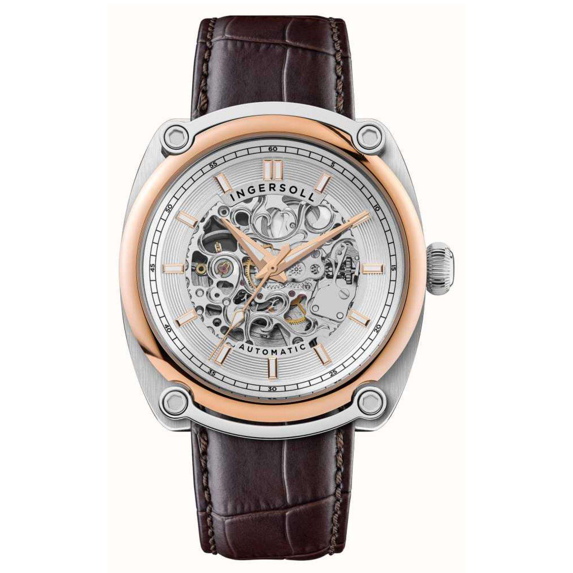 Ingersoll The Michigan 1892 Automatic White Dial Brown Leather Strap Men's Watch I13302