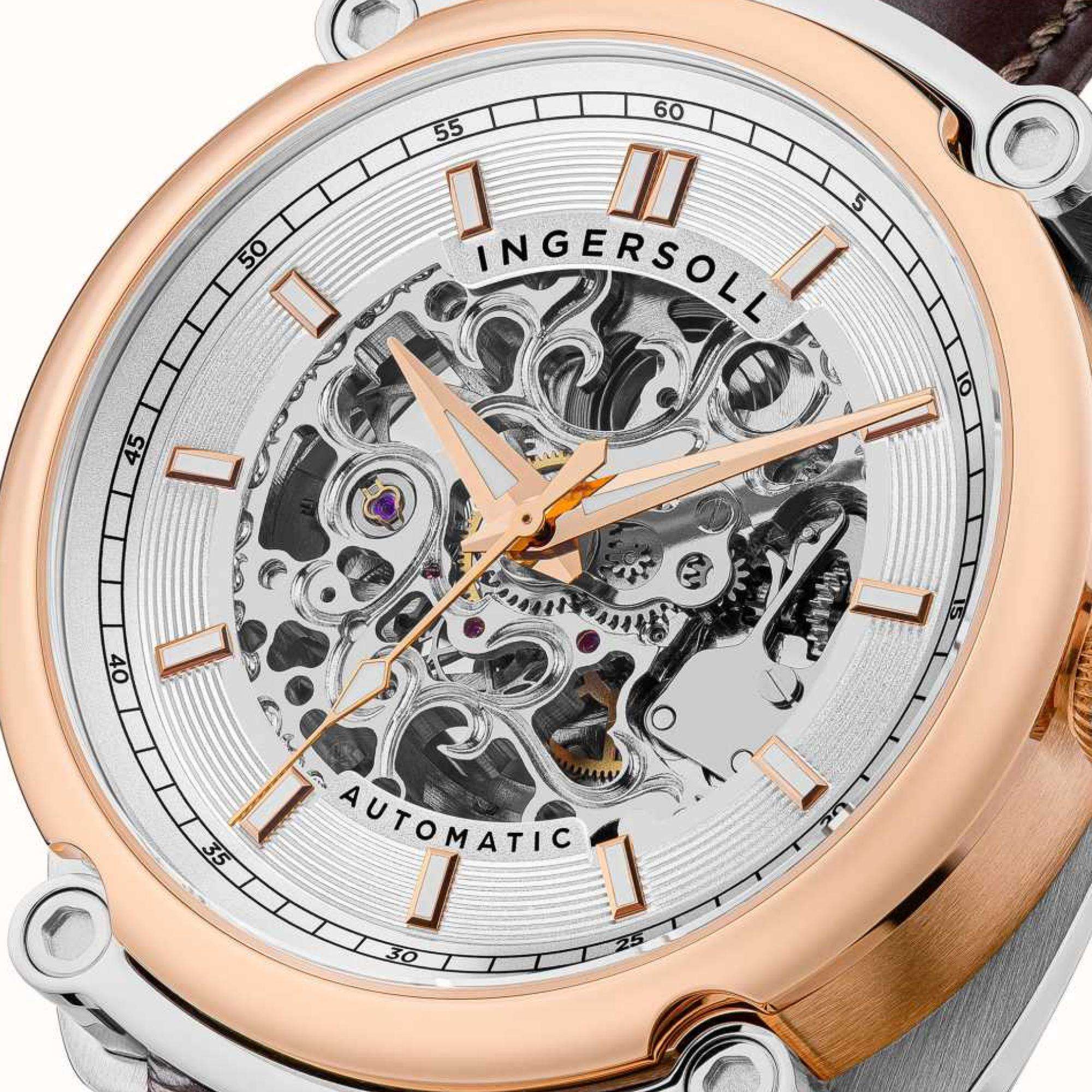 Ingersoll The Michigan 1892 Automatic White Dial Brown Leather Strap Men's Watch I13302