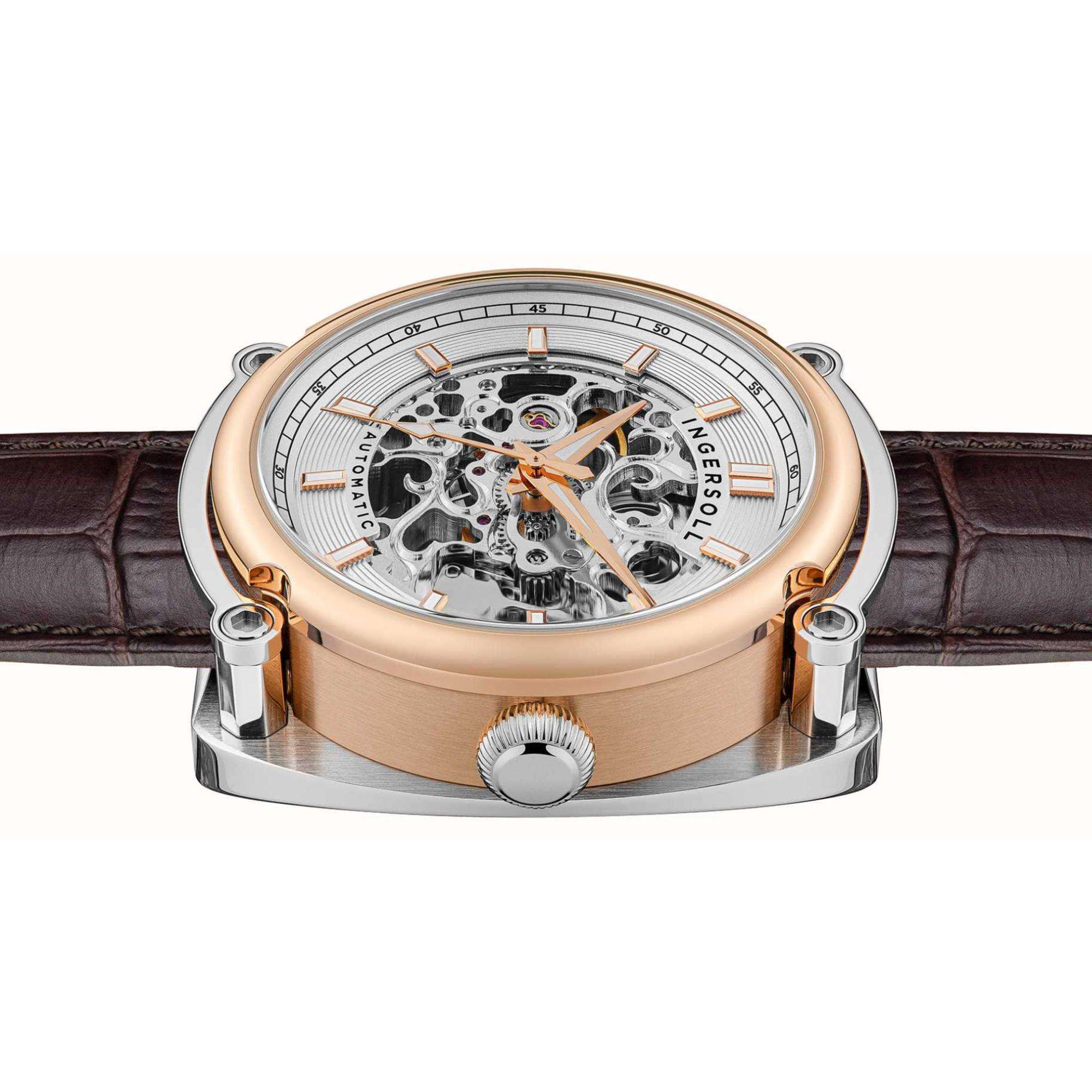 Ingersoll The Michigan 1892 Automatic White Dial Brown Leather Strap Men's Watch I13302