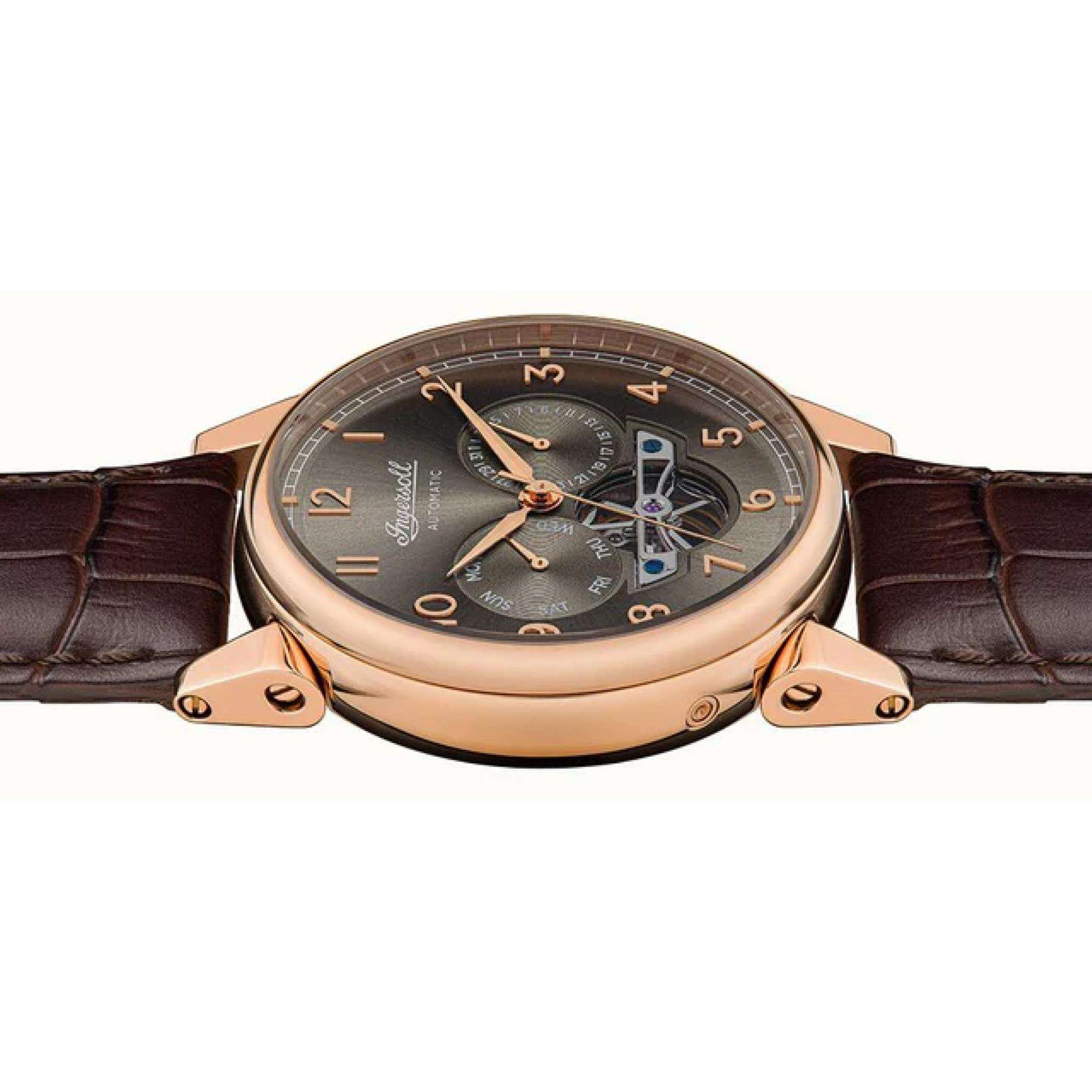 Ingersoll The Swing 1892 Gents Automatic Watch Grey Sunray Dial Brown Leather Strap I12701