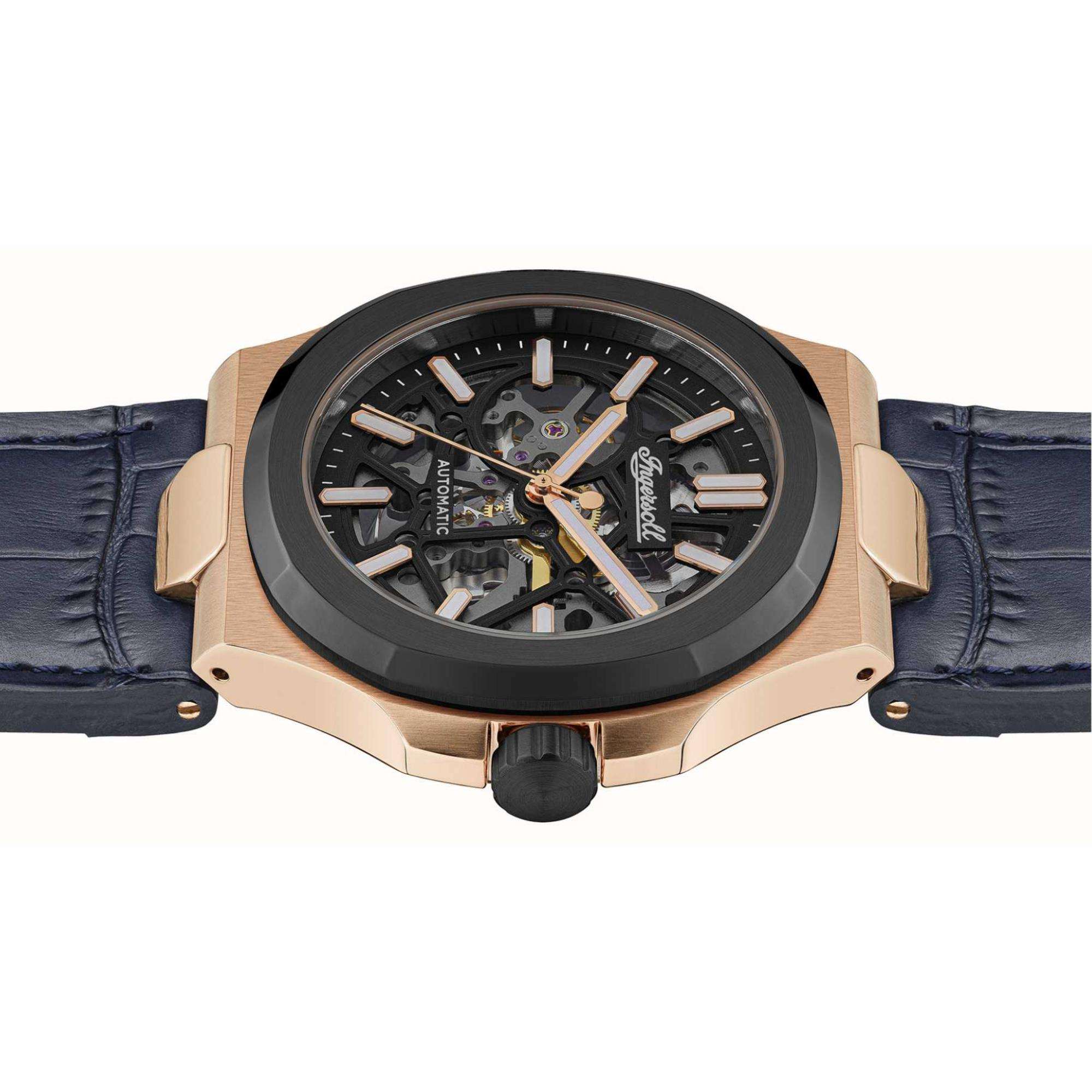 Ingersoll The Catalina 1892 Automatic Black Dial Blue Leather Strap Men's Watch I12506