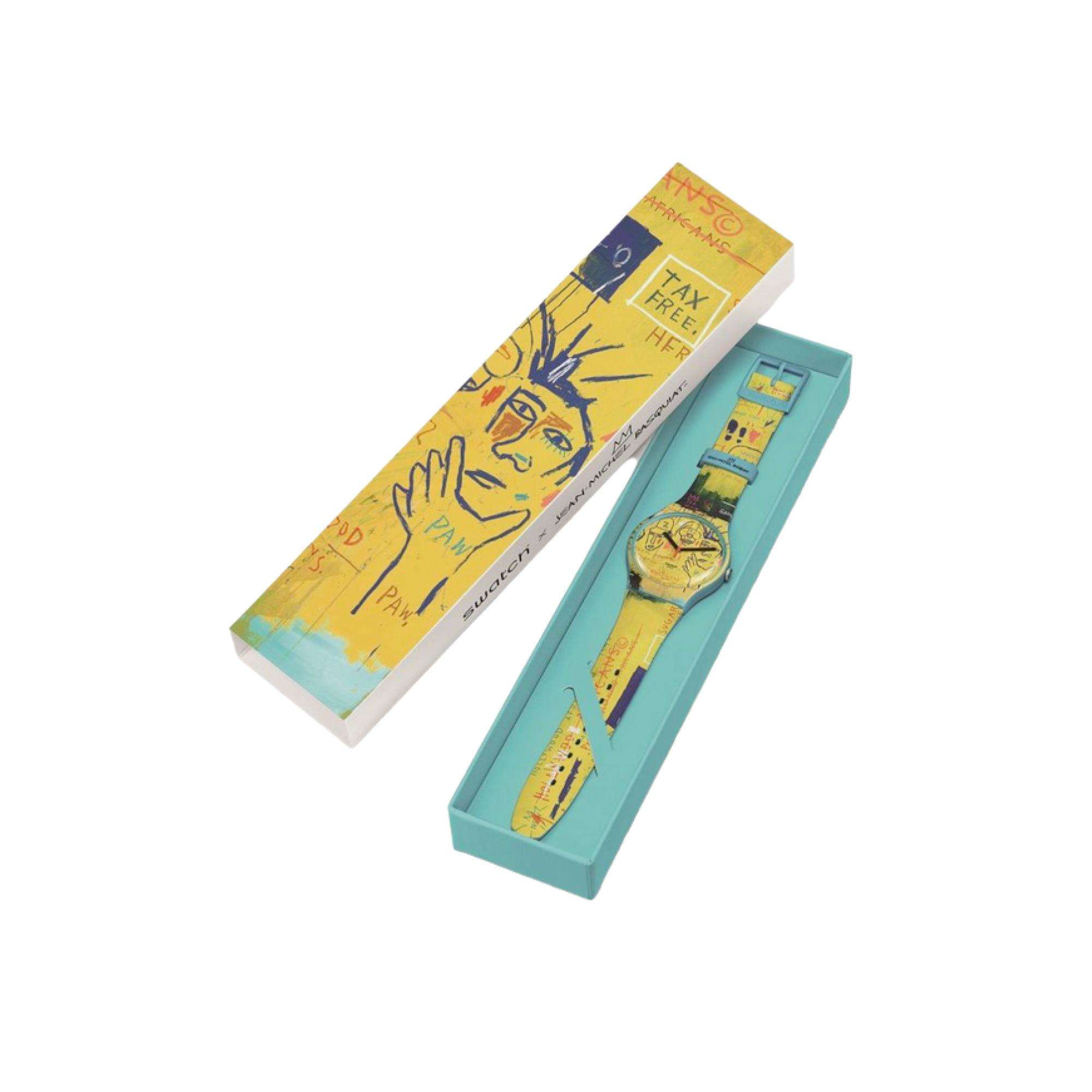 Swatch Art Journey "Hollywood Africans By JM Basquiat" Quartz Yellow Dial Watch SUOZ354