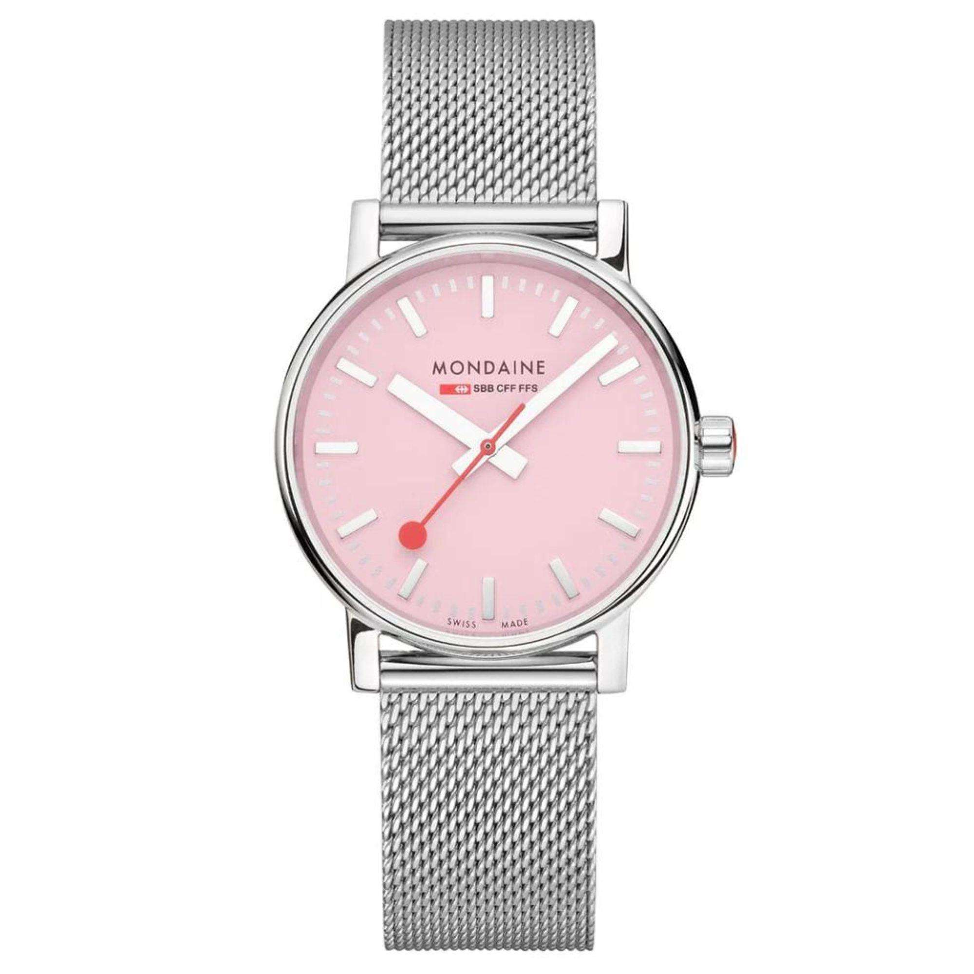 Mondaine Evo2 Quartz Steel Bracelet Pink Dial Ladies Watch MSE.35130.SM