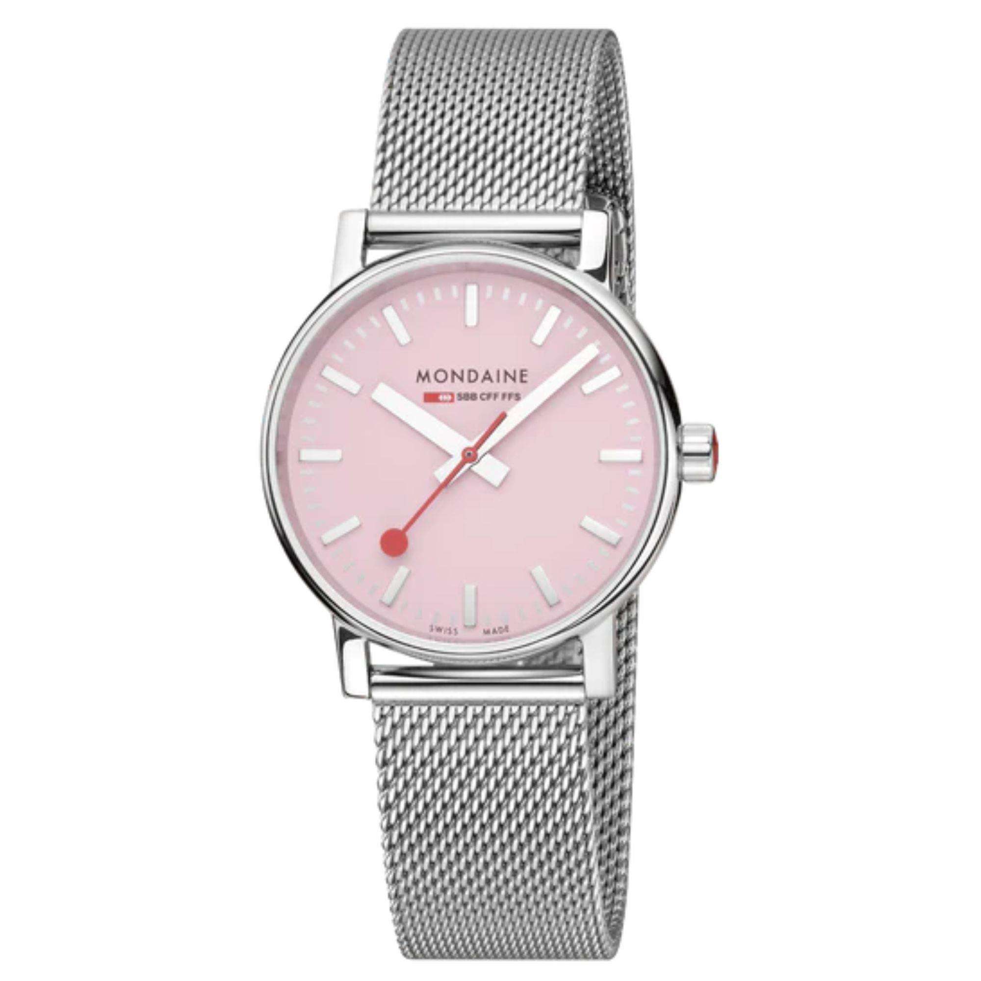 Mondaine Evo2 Quartz Steel Bracelet Pink Dial Ladies Watch MSE.35130.SM