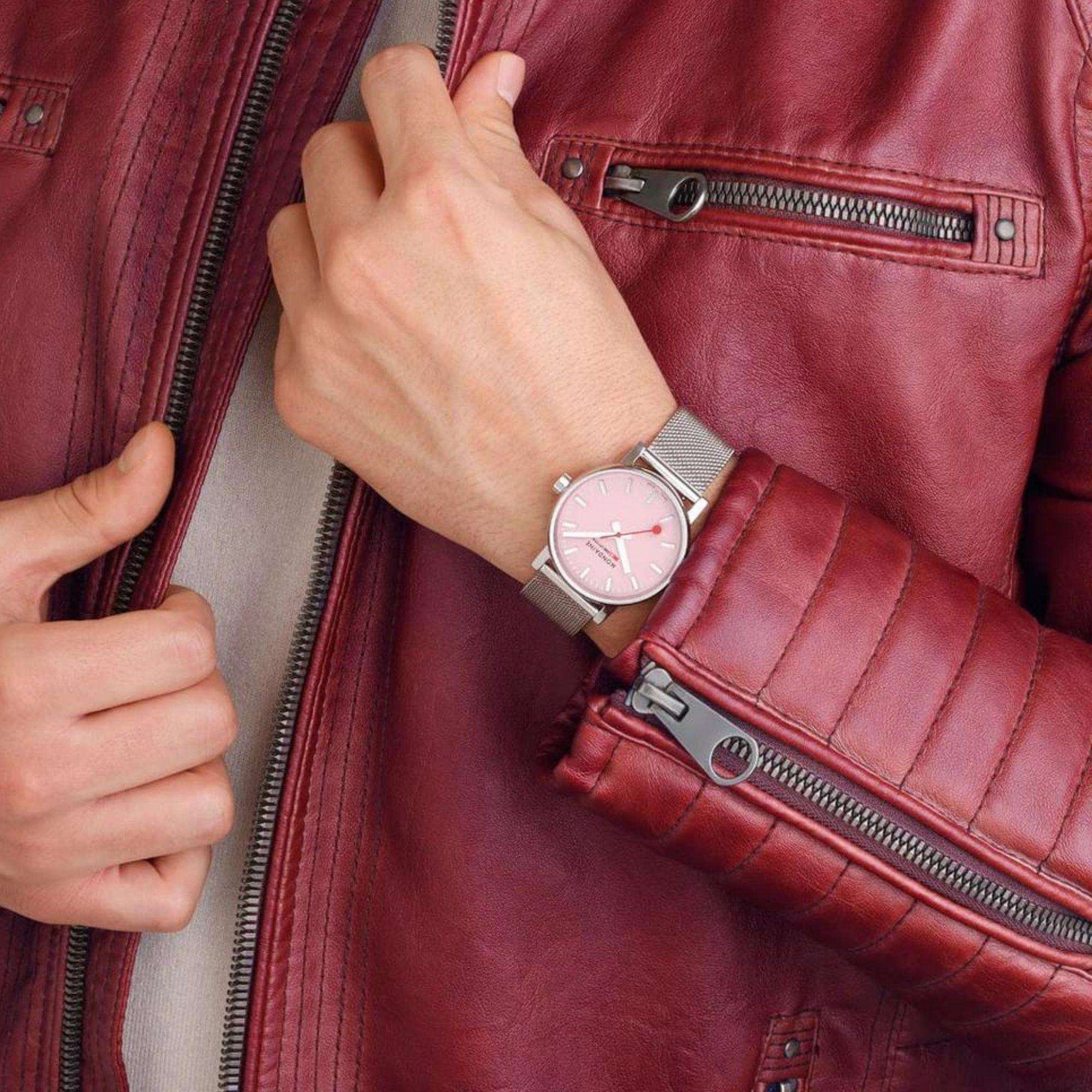 Mondaine Evo2 Quartz Steel Bracelet Pink Dial Ladies Watch MSE.35130.SM