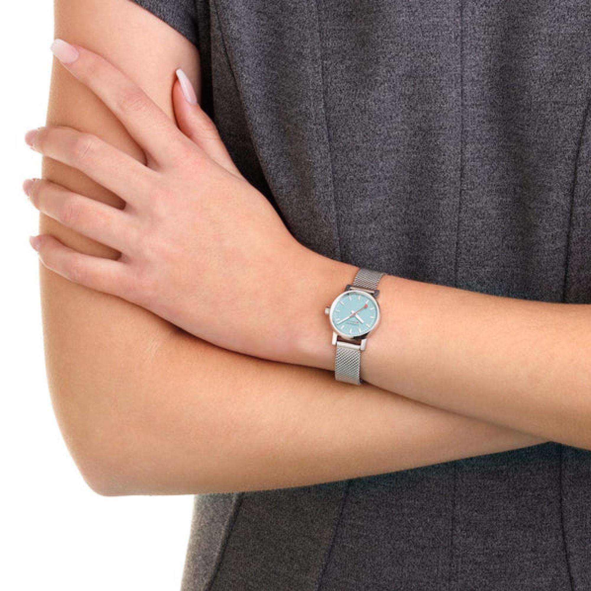 Mondaine evo2 316L Stainless Steel Bracelet Blue Dial Ladies Watch MSE.26140.SM