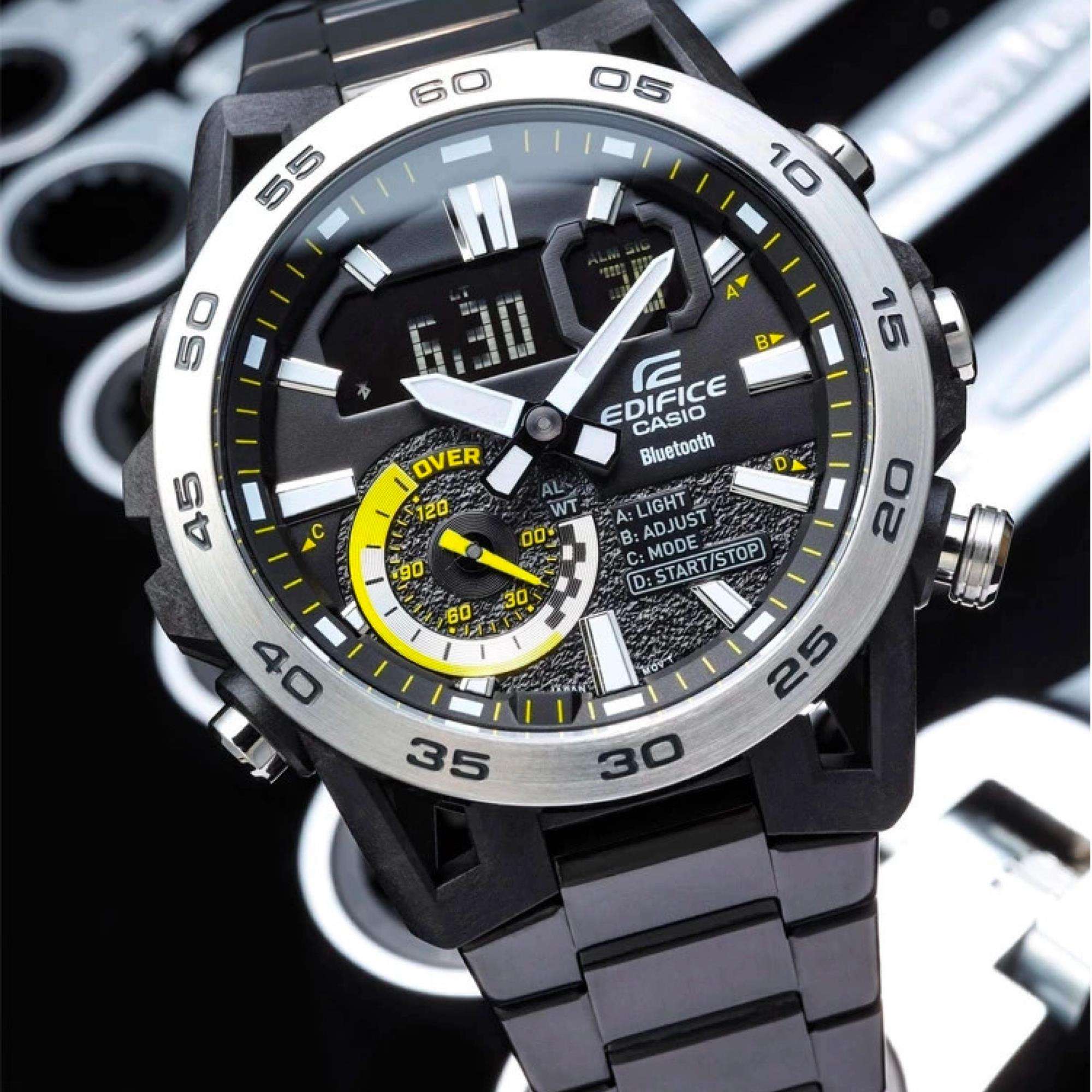 Casio Edifice Sospensione Black Stainless Steel Bracelet Mens Watch ECB-40DC-1AEF